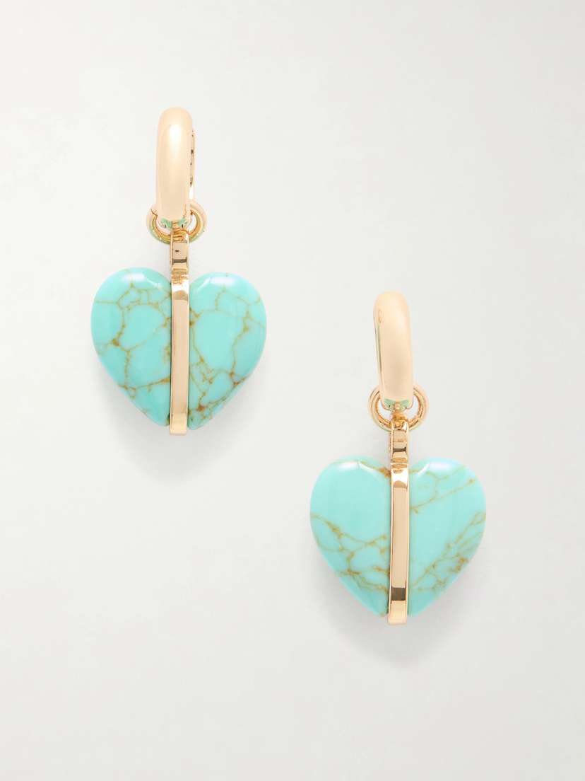 Roxanne Assoulin The Stone Mini Heart Gold-tone And Turquoise Earrings