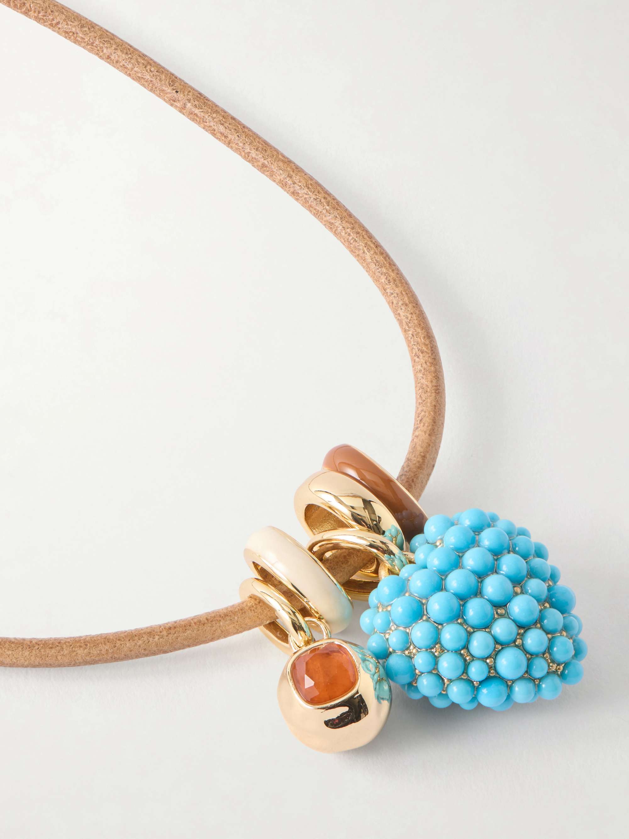 アクセンダ　ルーティナー ROXANNE ASSOULIN The Leather Stone Slider gold-tone, turquois