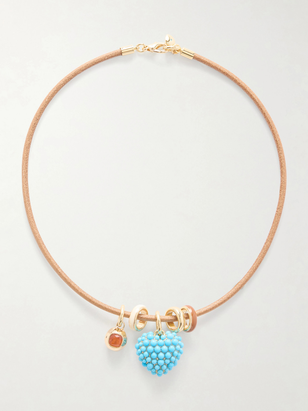 Roxanne Assoulin The Leather Stone Slider Gold-tone, Turquois, Enamel And Leather Necklace