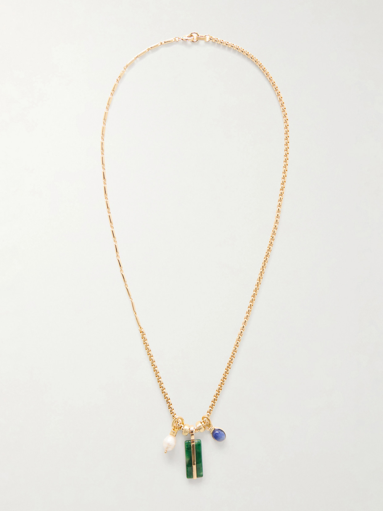 Roxanne Assoulin The Stone Bar Gold-tone Agate, Pearl And Lapis Lazuli Necklace