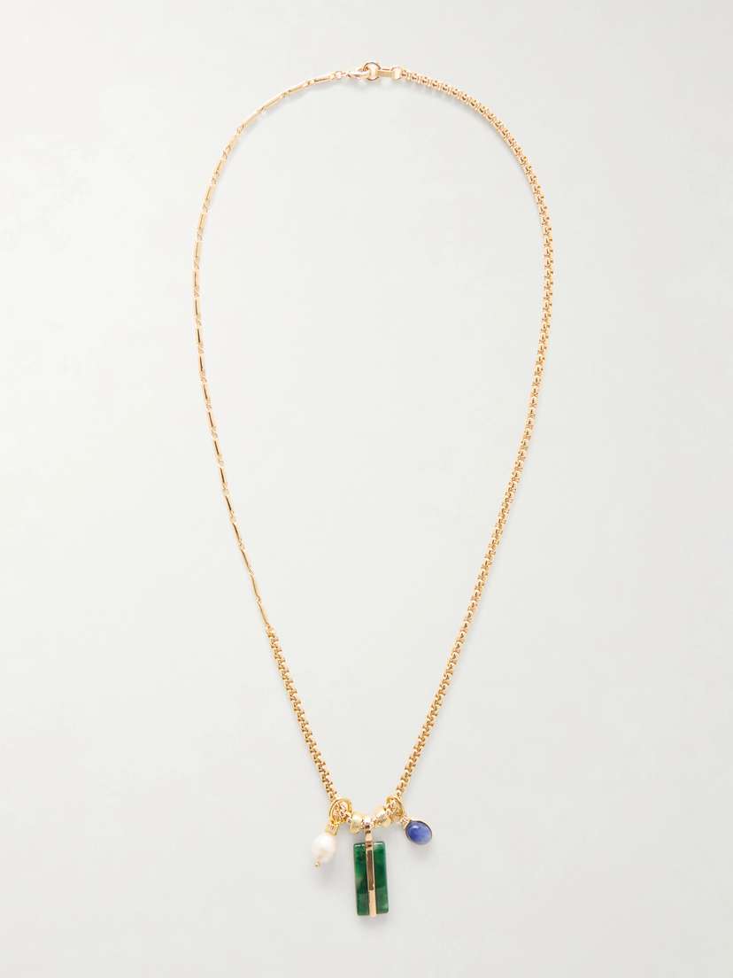 Roxanne Assoulin The Stone Bar Gold-tone Agate, Pearl And Lapis Lazuli Necklace