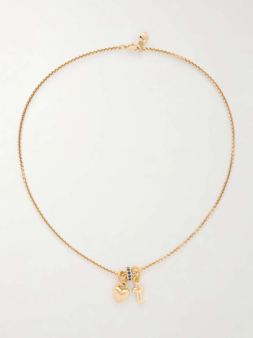 Roxanne Assoulin The Itsy Bitsy Initial Gold-tone Sapphire Necklace | Thumbnail 6 Roxanne Assoulin The Itsy Bitsy Initial Gold-tone Sapphire Necklace | Thumbnail 6