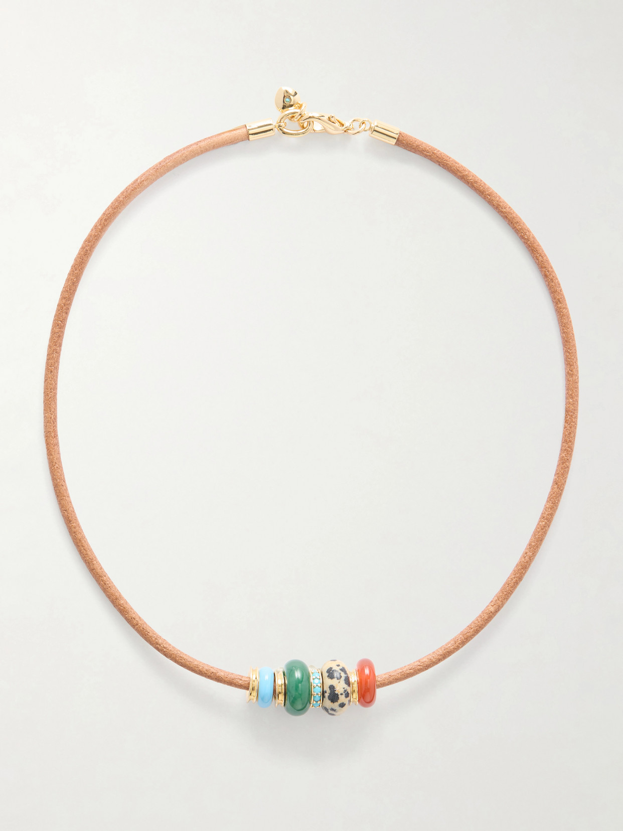 Roxanne Assoulin The Leather Stone Gold-tone, Multi-stone And Leather Necklace