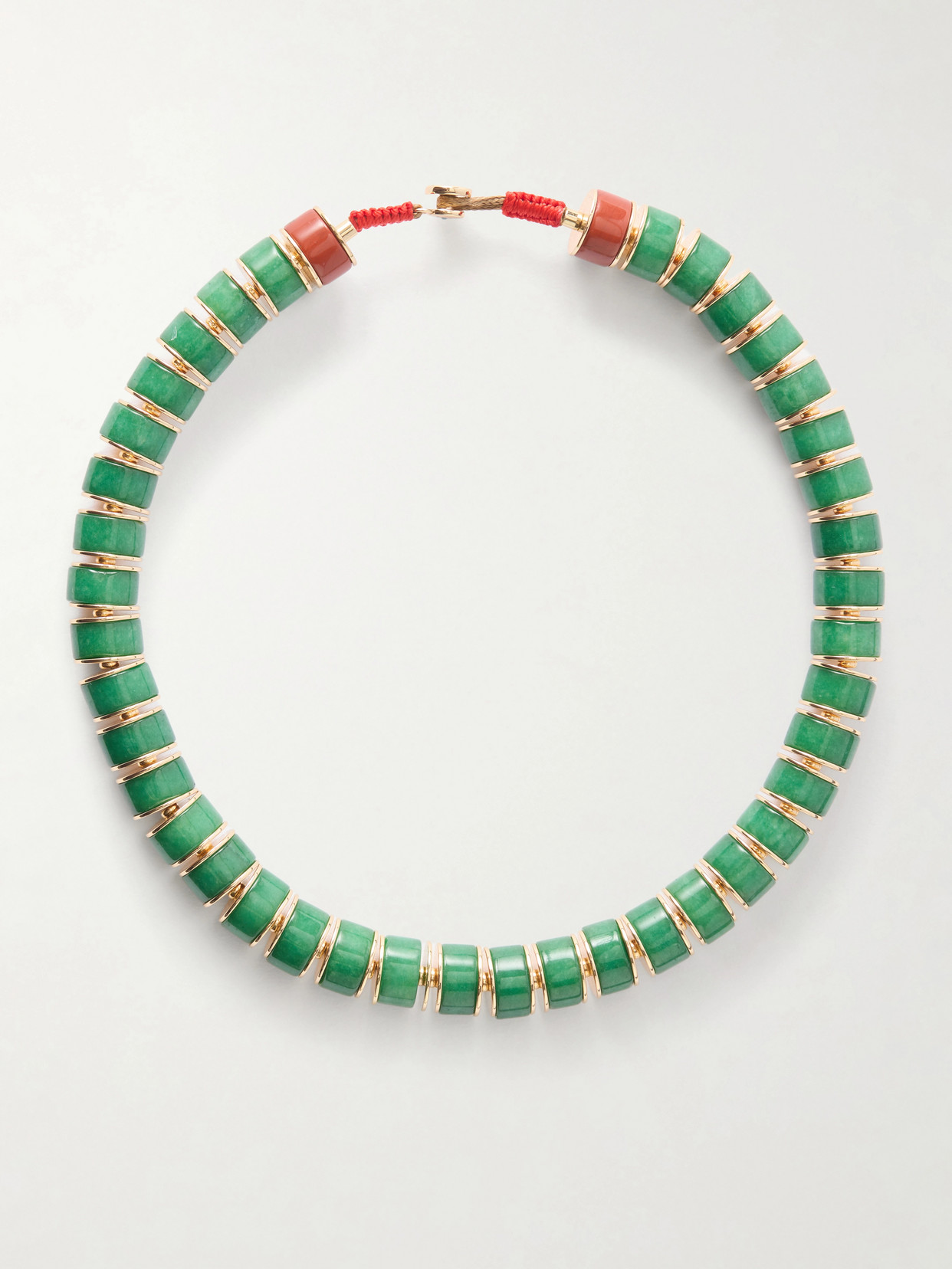 Roxanne Assoulin The Stone Slice Gold-tone Jade And Carnelian Beaded Necklace In Green