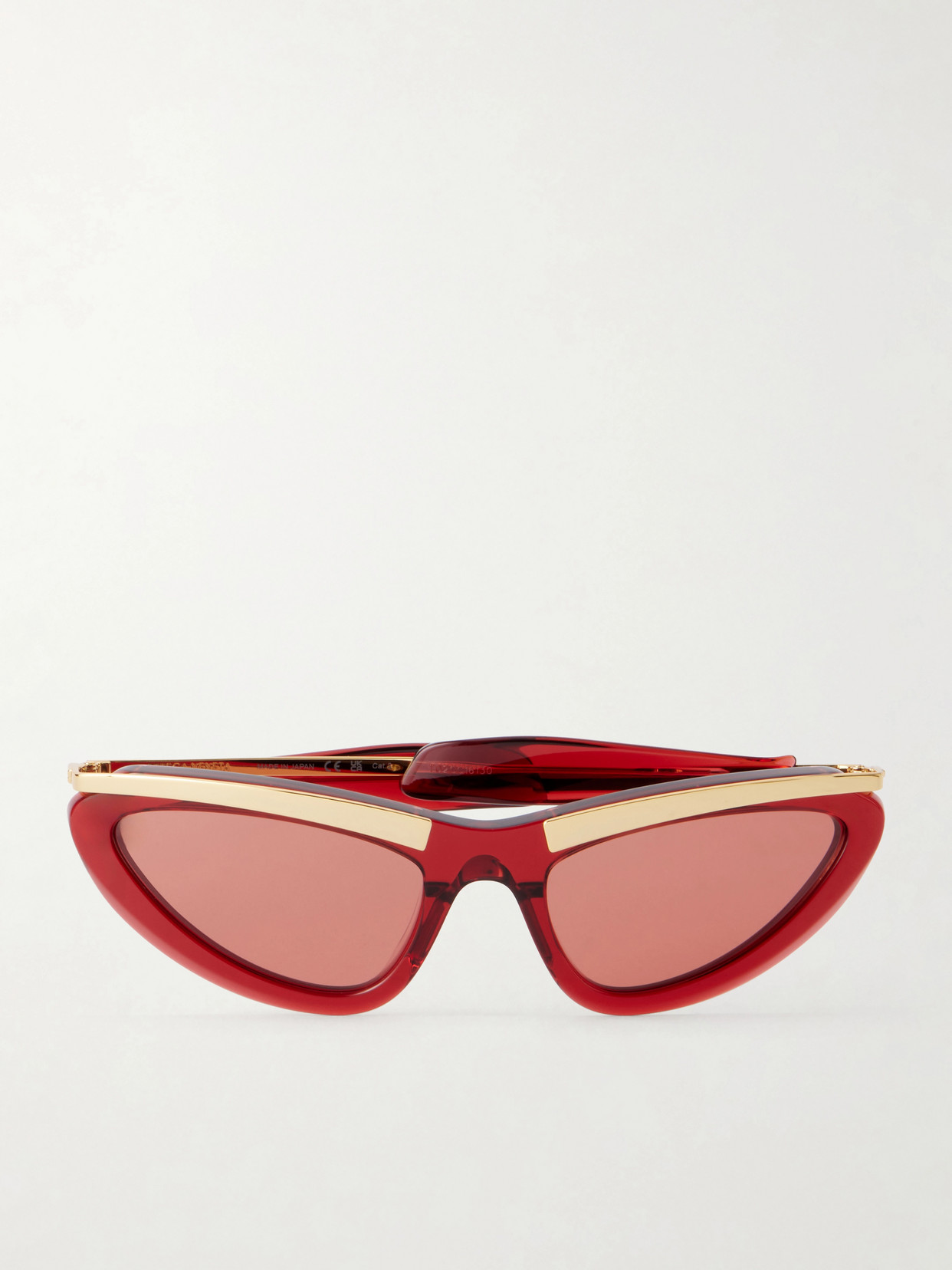 Bottega Veneta Cat-eye Gold-tone And Acetate Sunglasses In Red