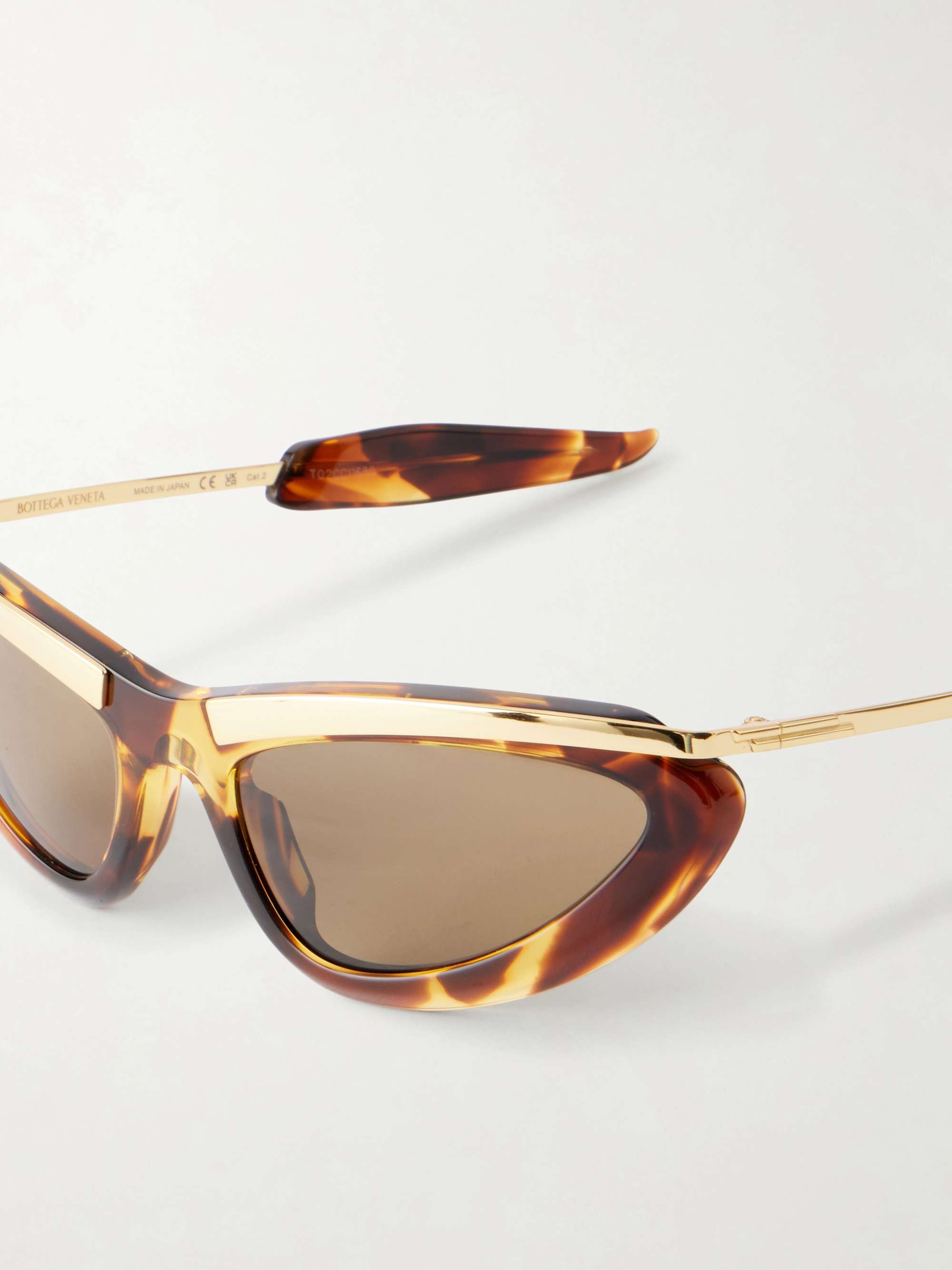 BOTTEGA VENETA EYEWEAR Cat-eye gold-tone and tortoiseshell acetate