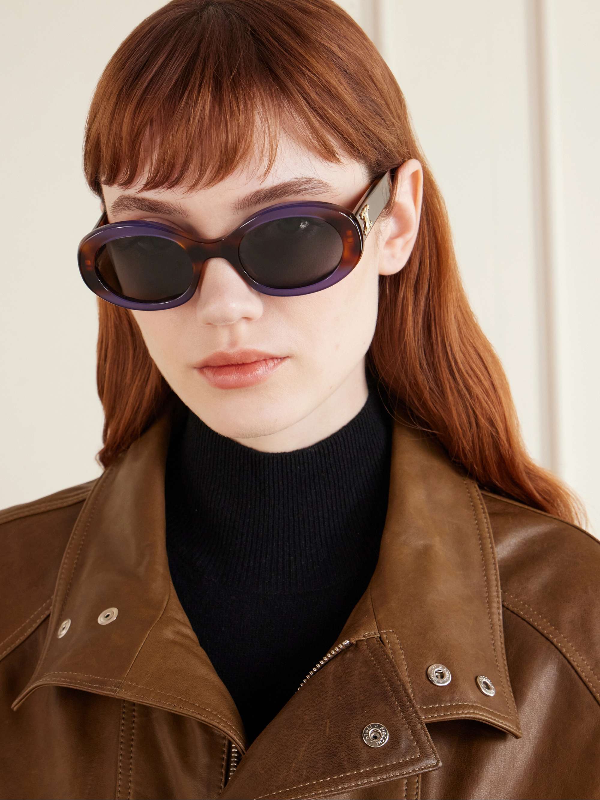 CELINE EYEWEAR Triomphe oval-frame acetate sunglasses