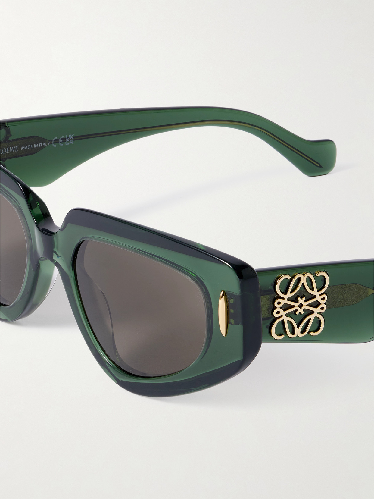 Loewe Womens Transparent Dark Gre Small Butterfly-frame Acetate Sunglasses In Green