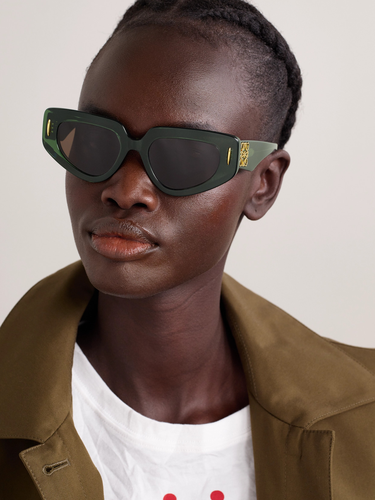 Loewe Womens Transparent Dark Gre Small Butterfly-frame Acetate Sunglasses In Green
