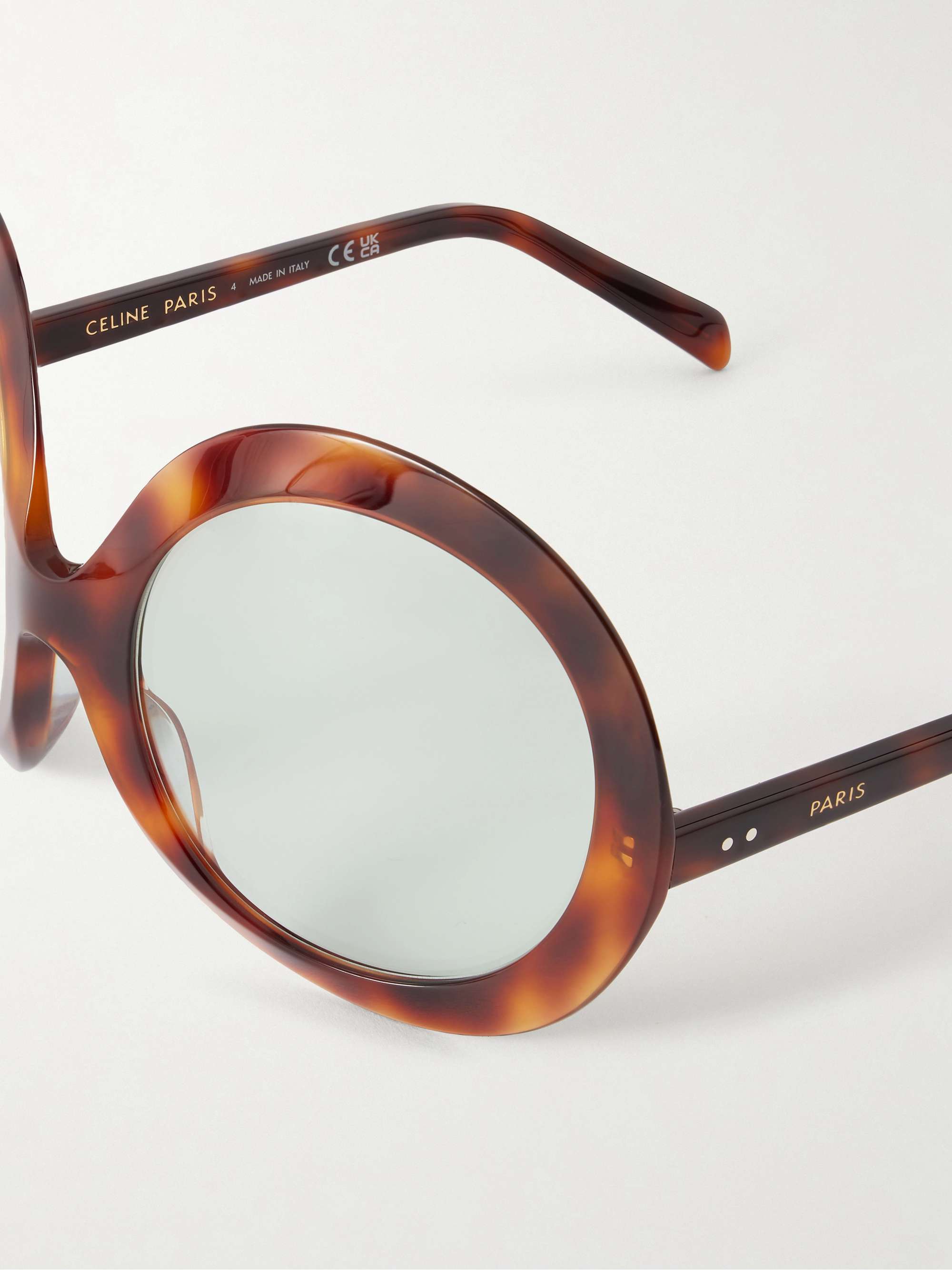 CELINE EYEWEAR Round-frame tortoiseshell acetate sunglasses 