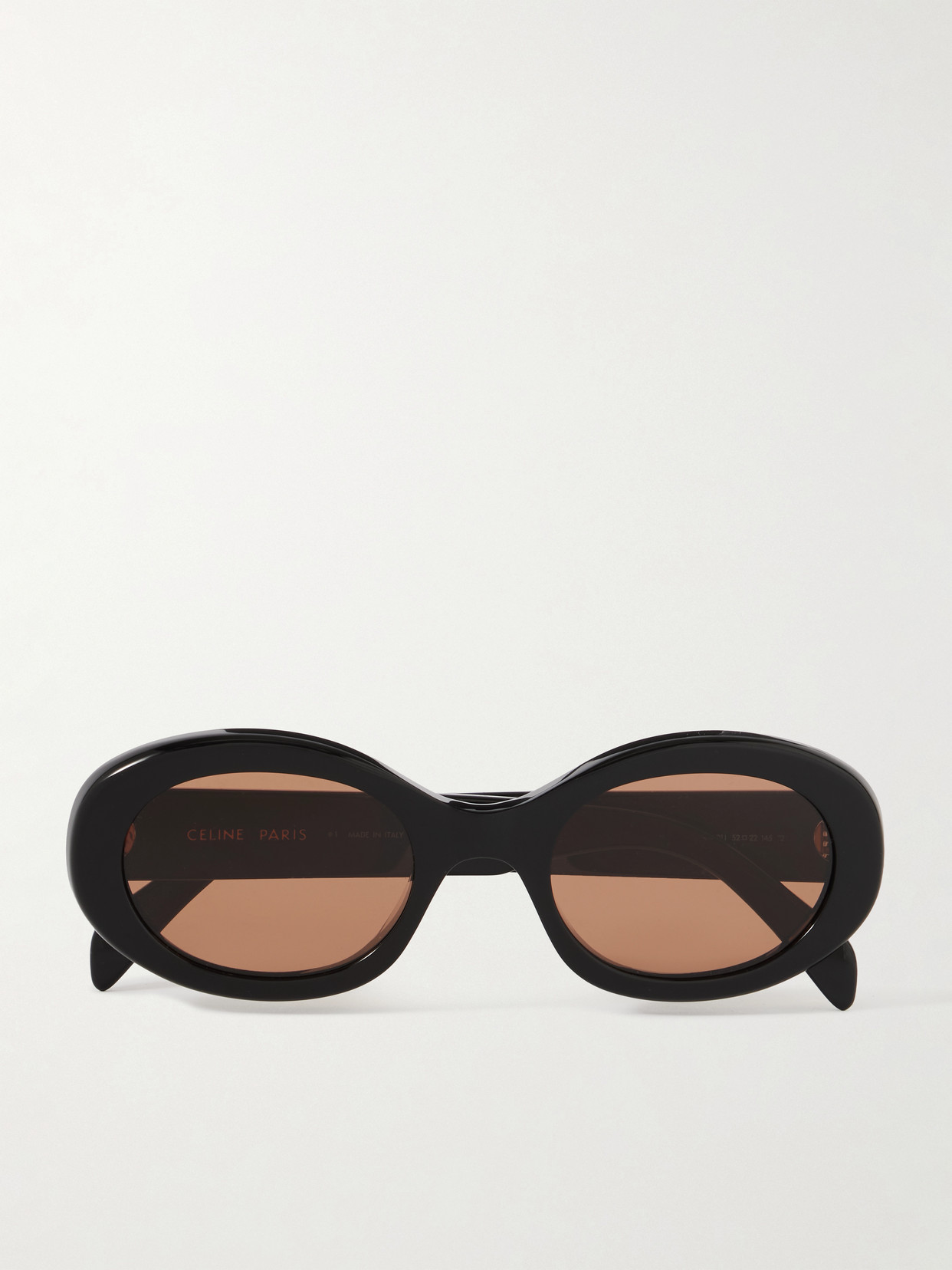Celine Triomphe Oval-frame Acetate Sunglasses In Black