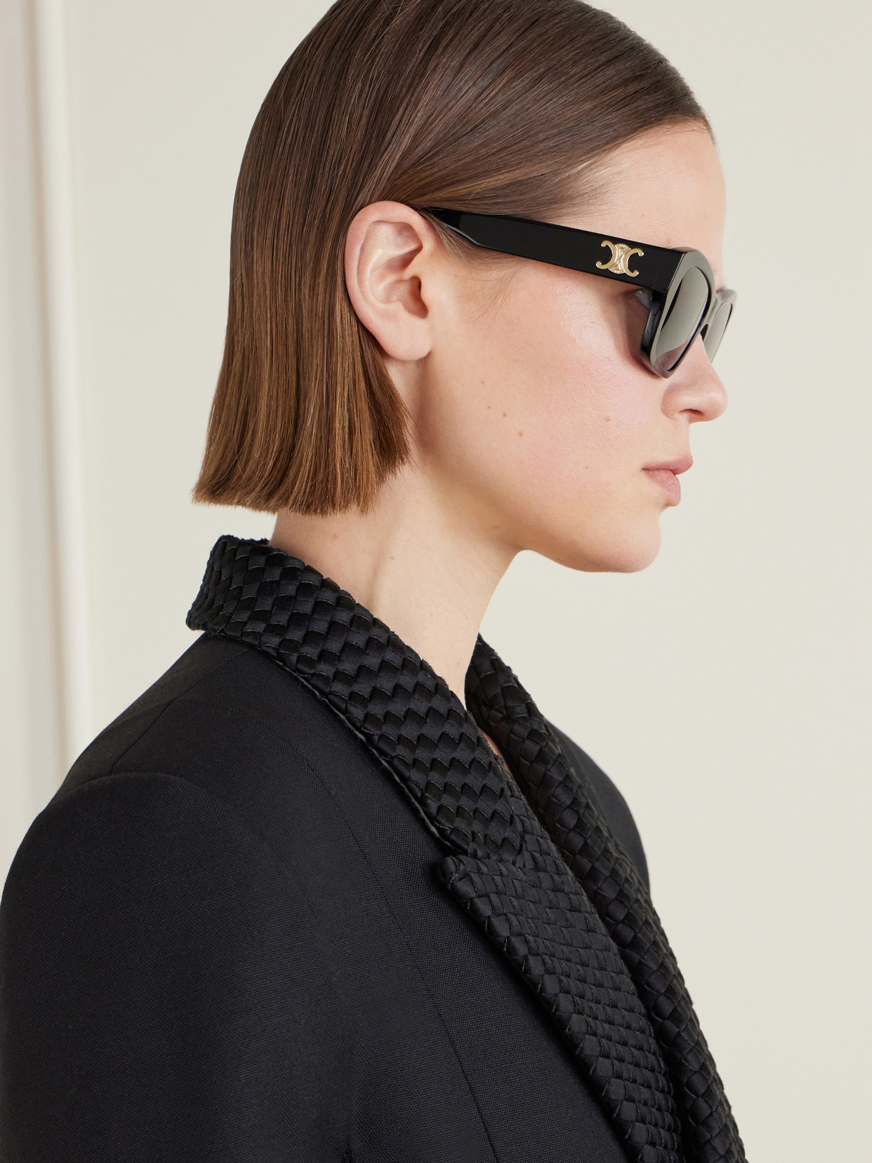 Celine Triomphe Square-frame Acetate Sunglasses In Black