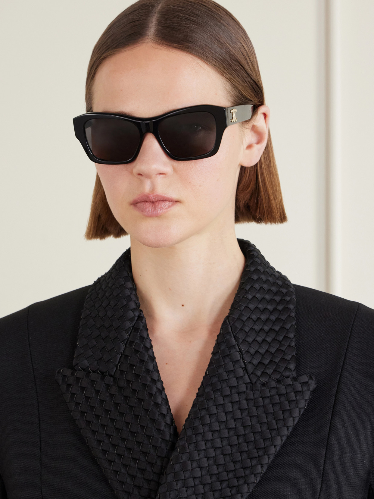 Celine Triomphe Square-frame Acetate Sunglasses In Black