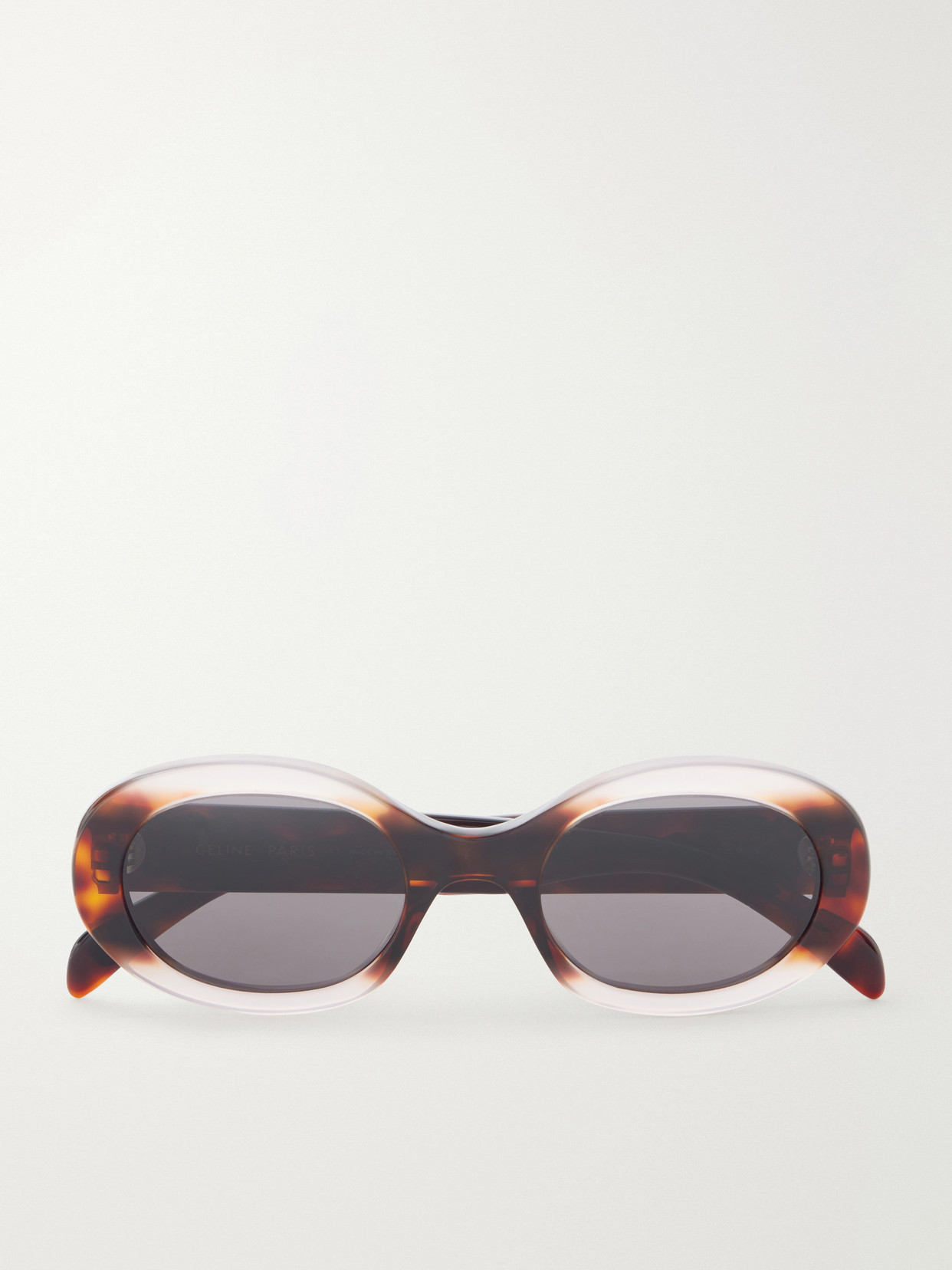 Celine Triomphe Oval-frame Tortoiseshell Acetate Sunglasses In Multi