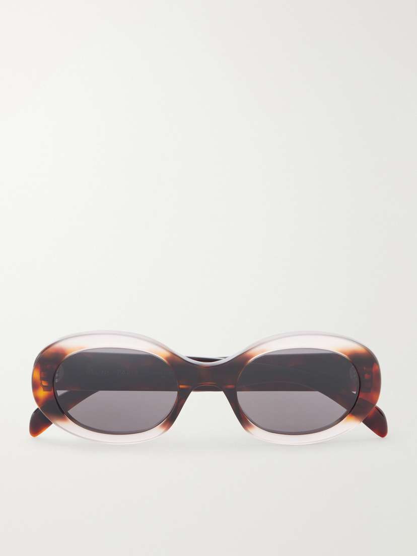 CELINE Eyewear Triomphe Oval-frame Tortoiseshell Acetate Sunglasses
