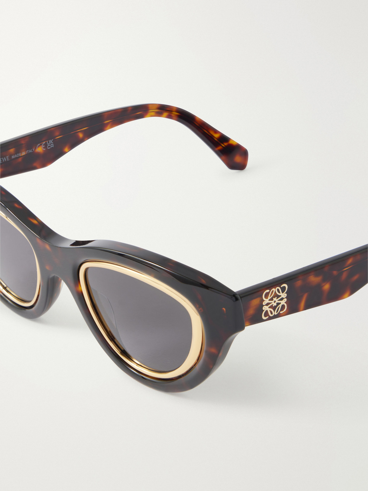 Loewe Anagram Cat-eye Tortoiseshell Acetate And Gold-tone Sunglasses In Brown