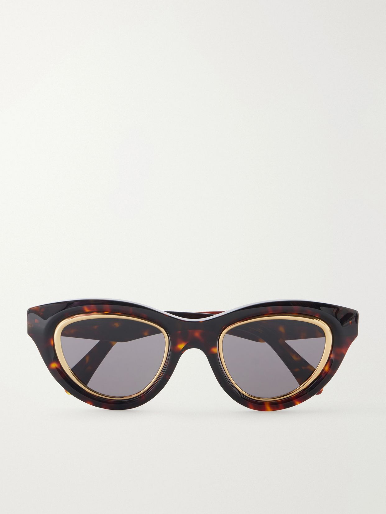 Anagram cat-eye tortoiseshell acetate and gold-tone sunglasses