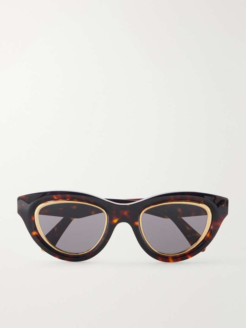 Loewe Anagram Cat-eye Tortoiseshell Acetate And Gold-tone Sunglasses