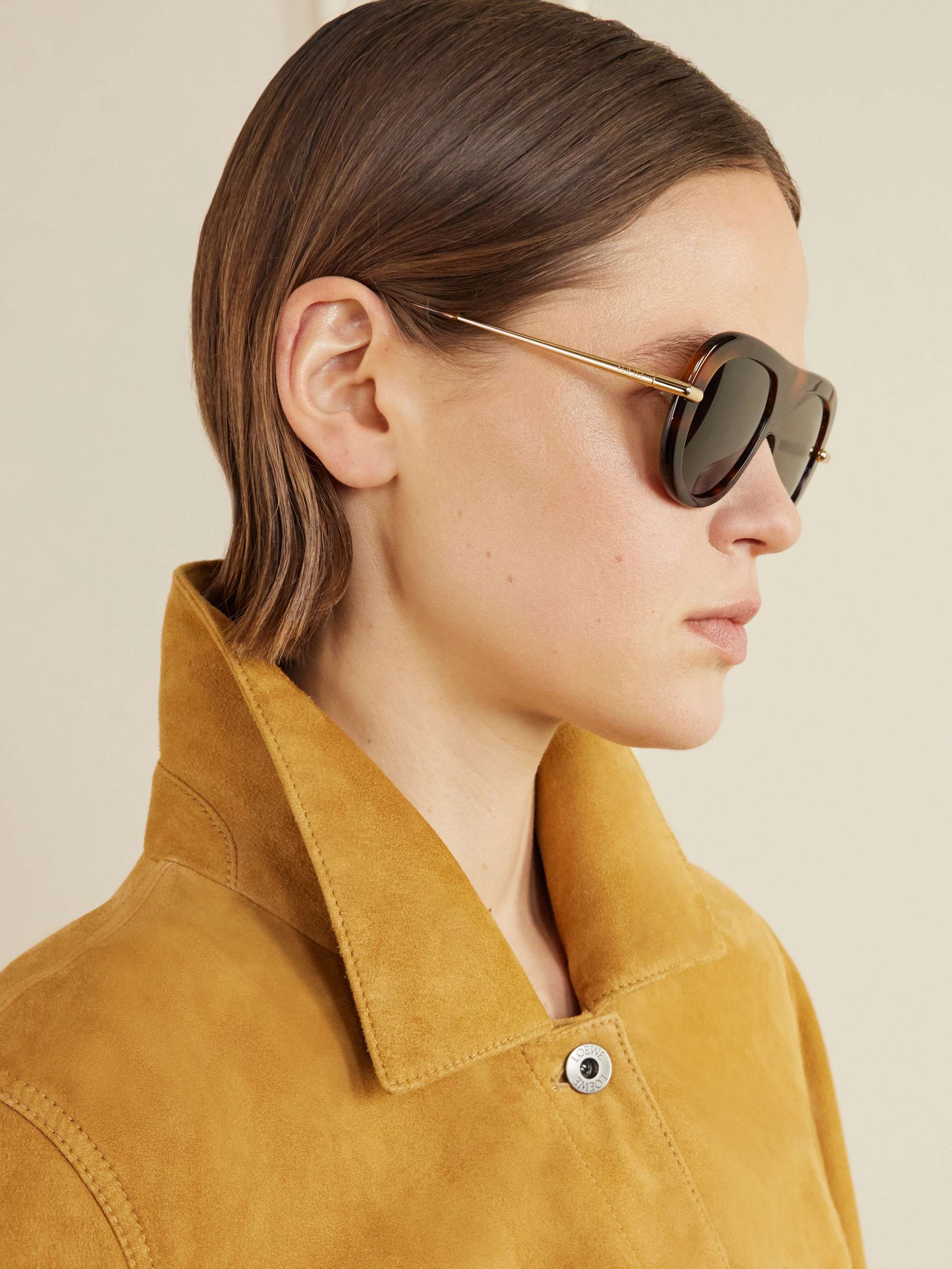 LOEWE EYEWEAR Slim aviator-style tortoiseshell acetate 
