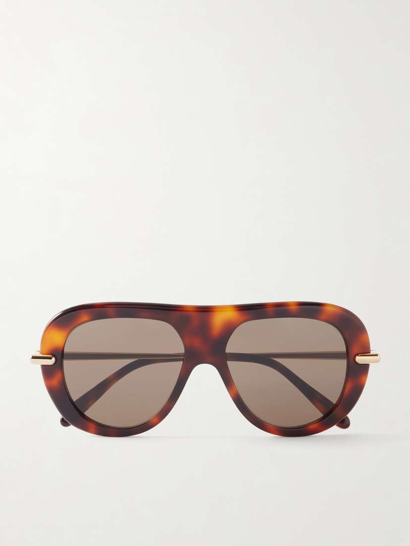 Slim Tortoiseshell Acetate Aviator-style Sunglasses