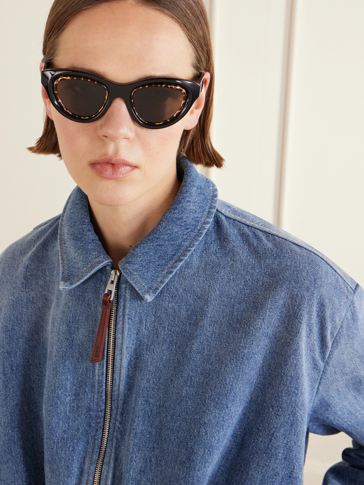 Loewe Acetate Mini Cat Eye Anagram Sunglasses In Black