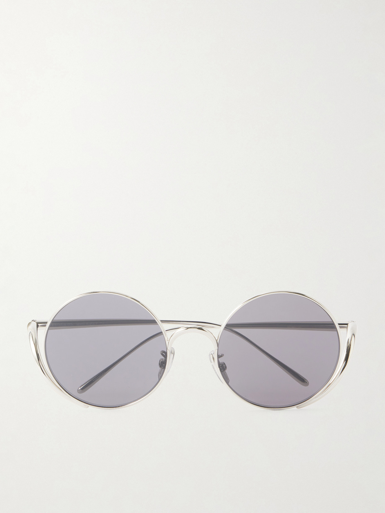 Loewe Round-frame Silver-tone Sunglasses In Gray