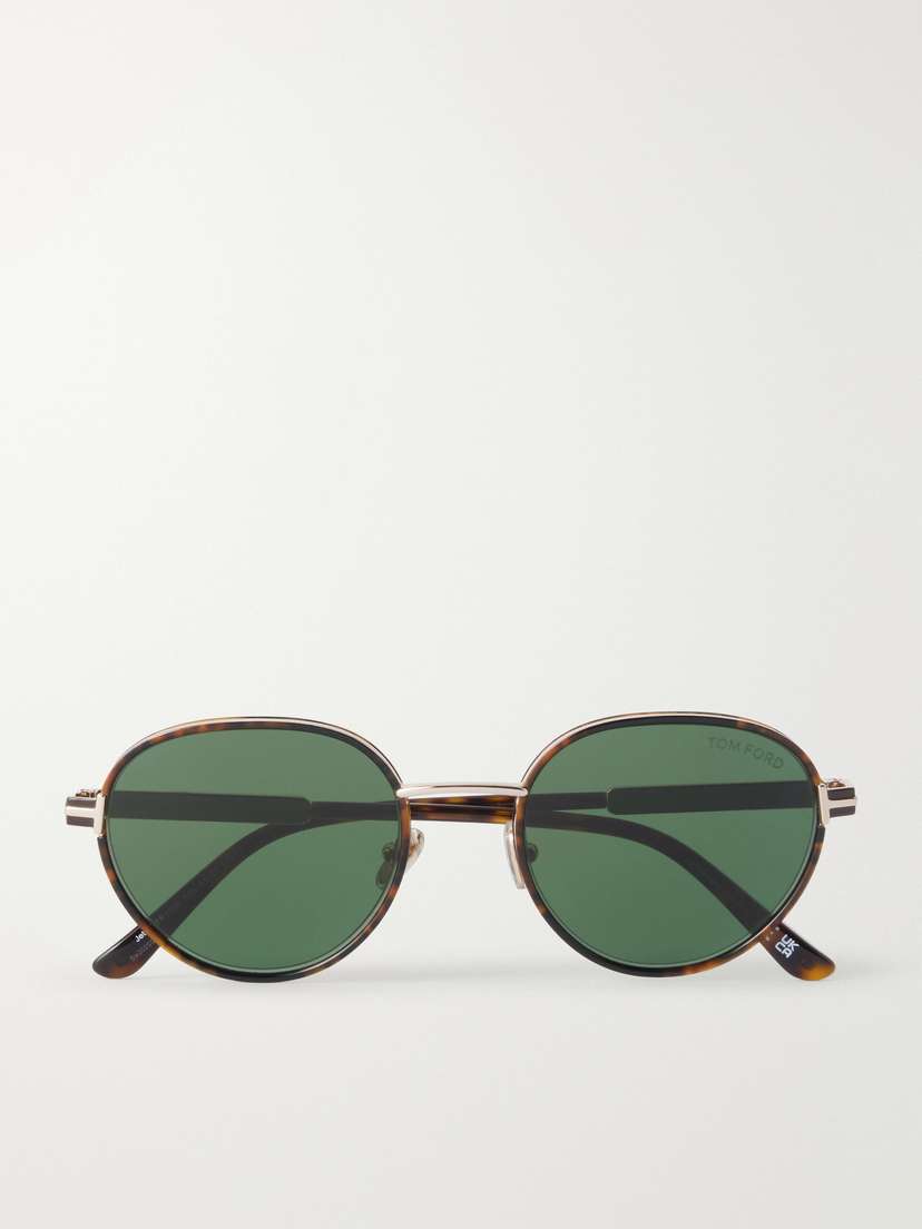 Tom Ford Jet-02 Round-frame Gold-tone And Tortoiseshell Acetate Sunglasses