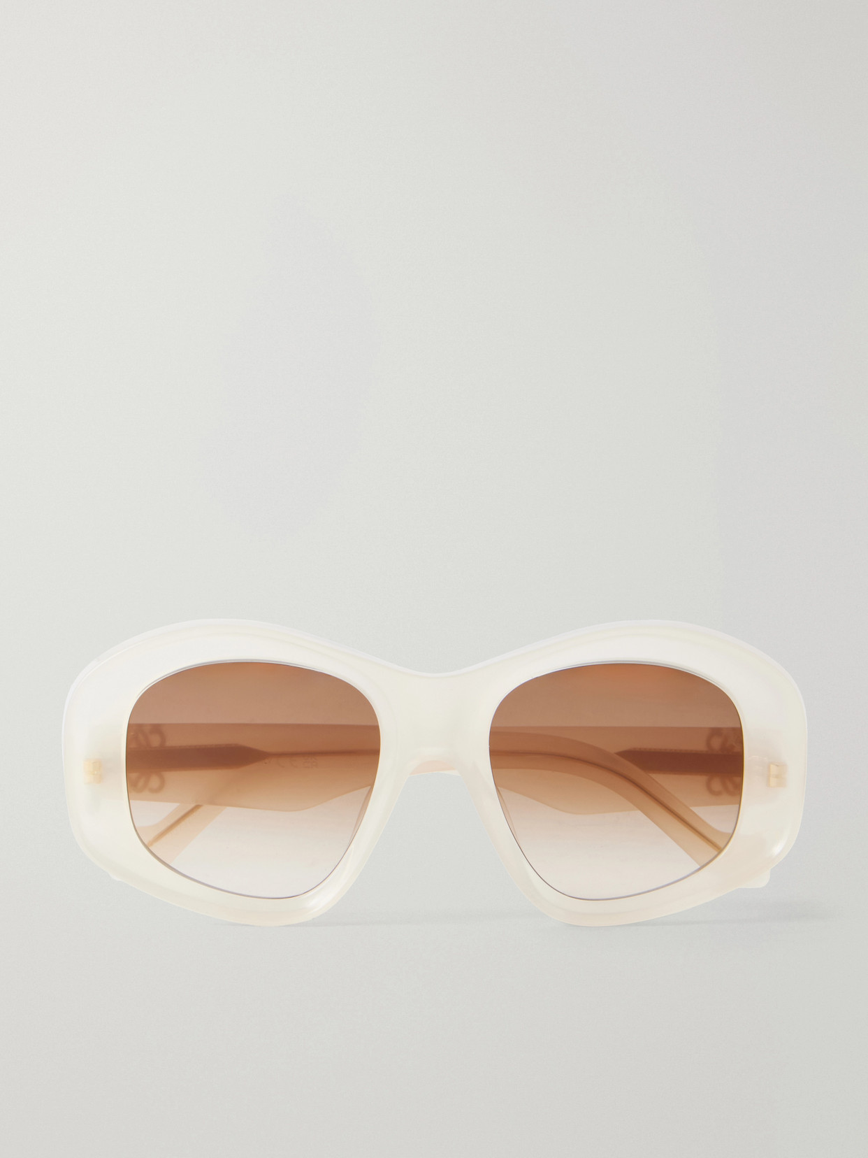 Loewe Anagram Round-frame Tortoiseshell Acetate Sunglasses In White