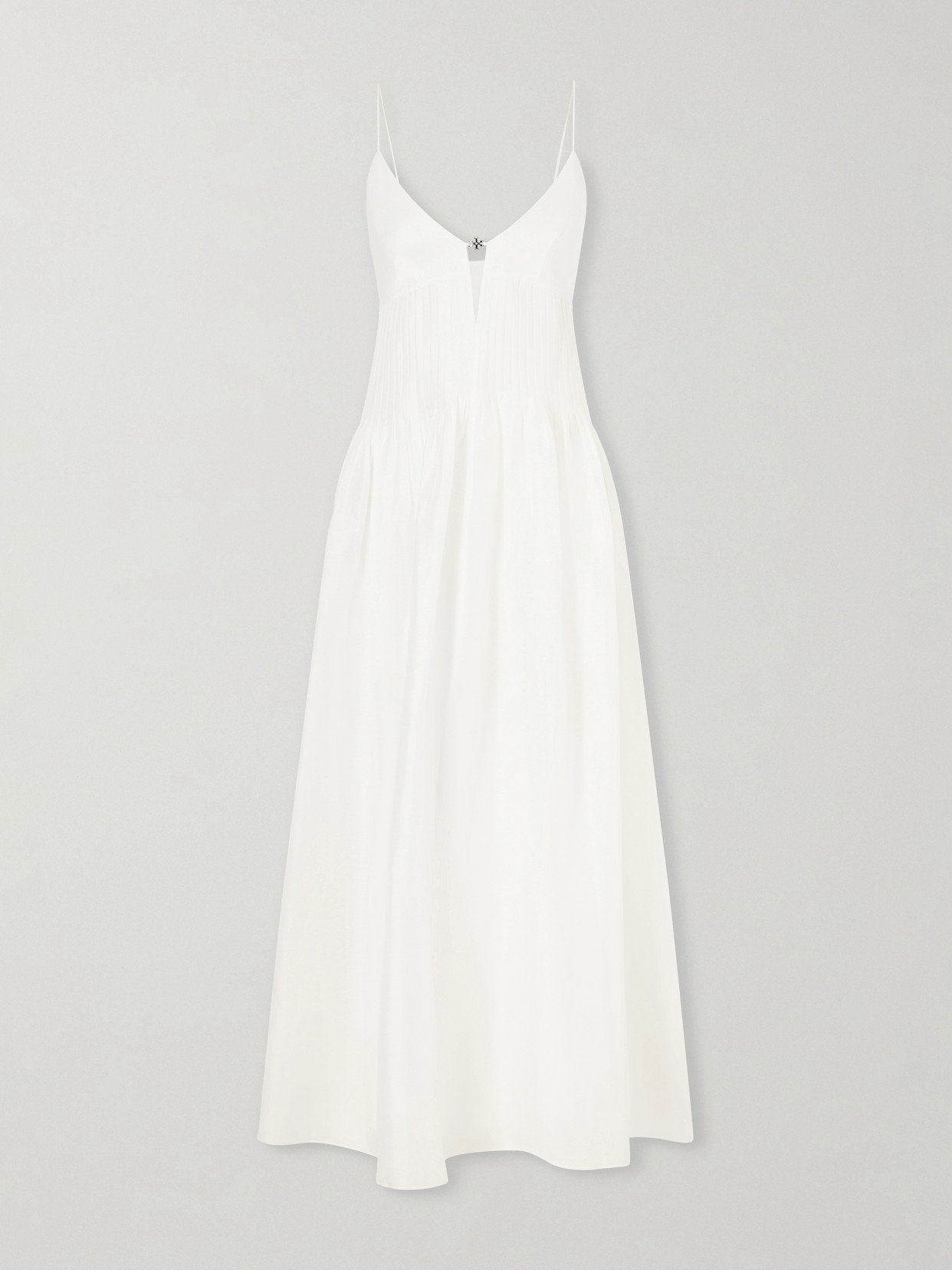 Tory Burch Waisted Linen And Silk Blend Maxi Dress In White