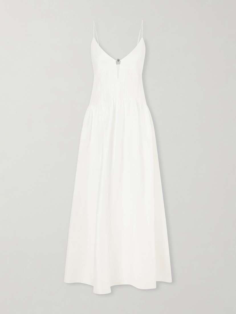 Tory Burch Waisted Linen And Silk Blend Maxi Dress