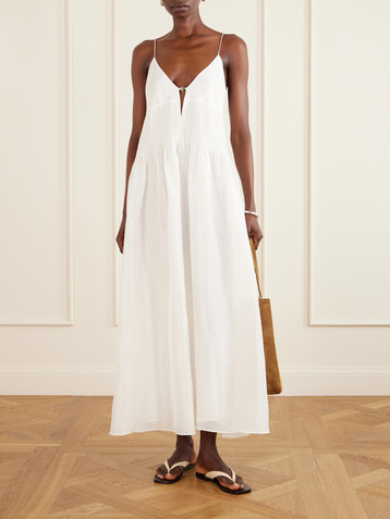 KHAITE - Thea pleated cotton-poplin maxi dress | Plush