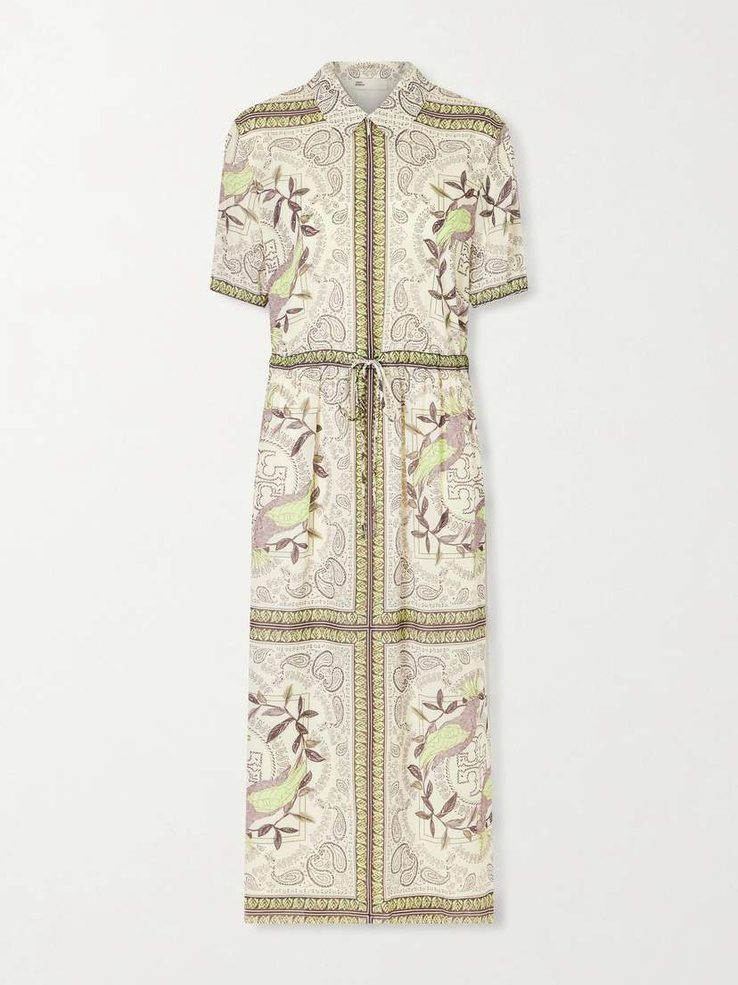 Tory Burch Printed Cotton And Silk-blend Midi Dress