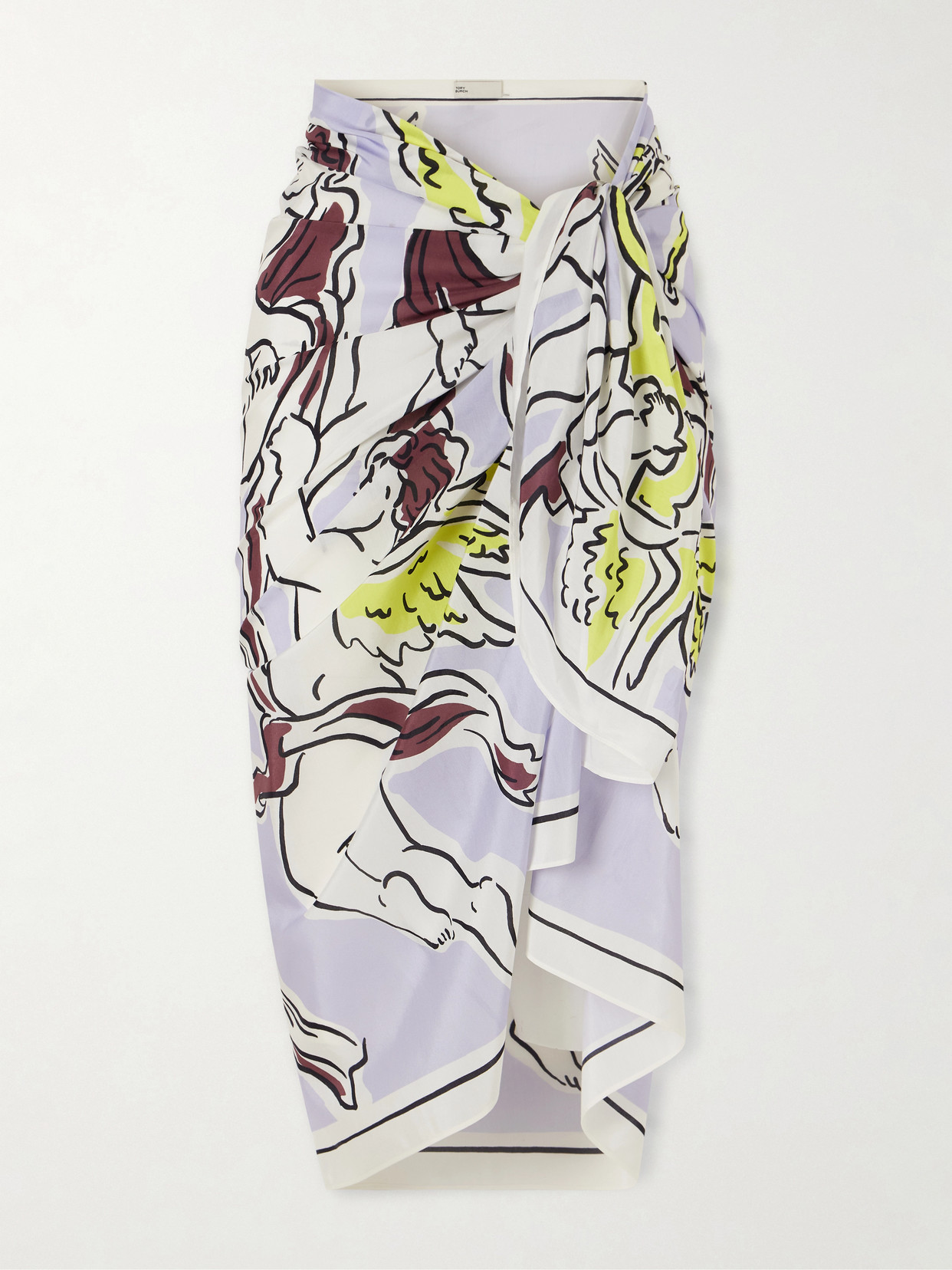 Tory Burch Printed Cotton And Silk-blend Twill Pareo In Multi