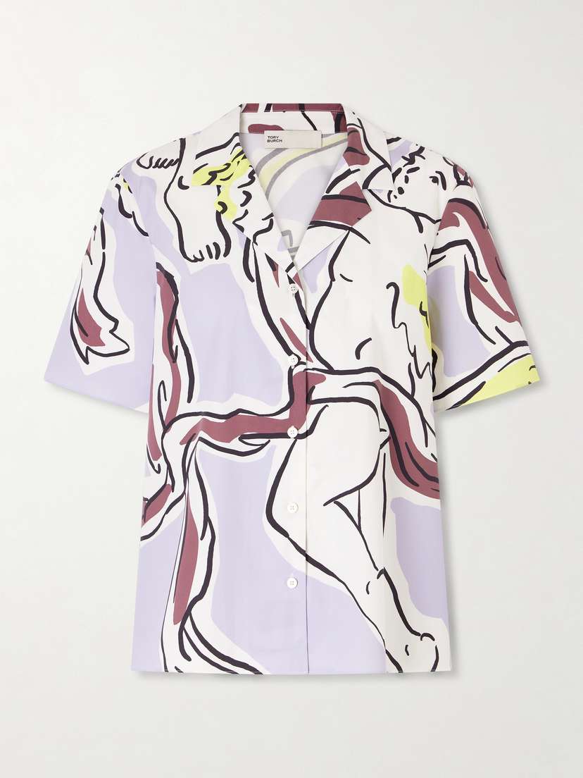 Tory Burch Printed Cotton-blend Shirt