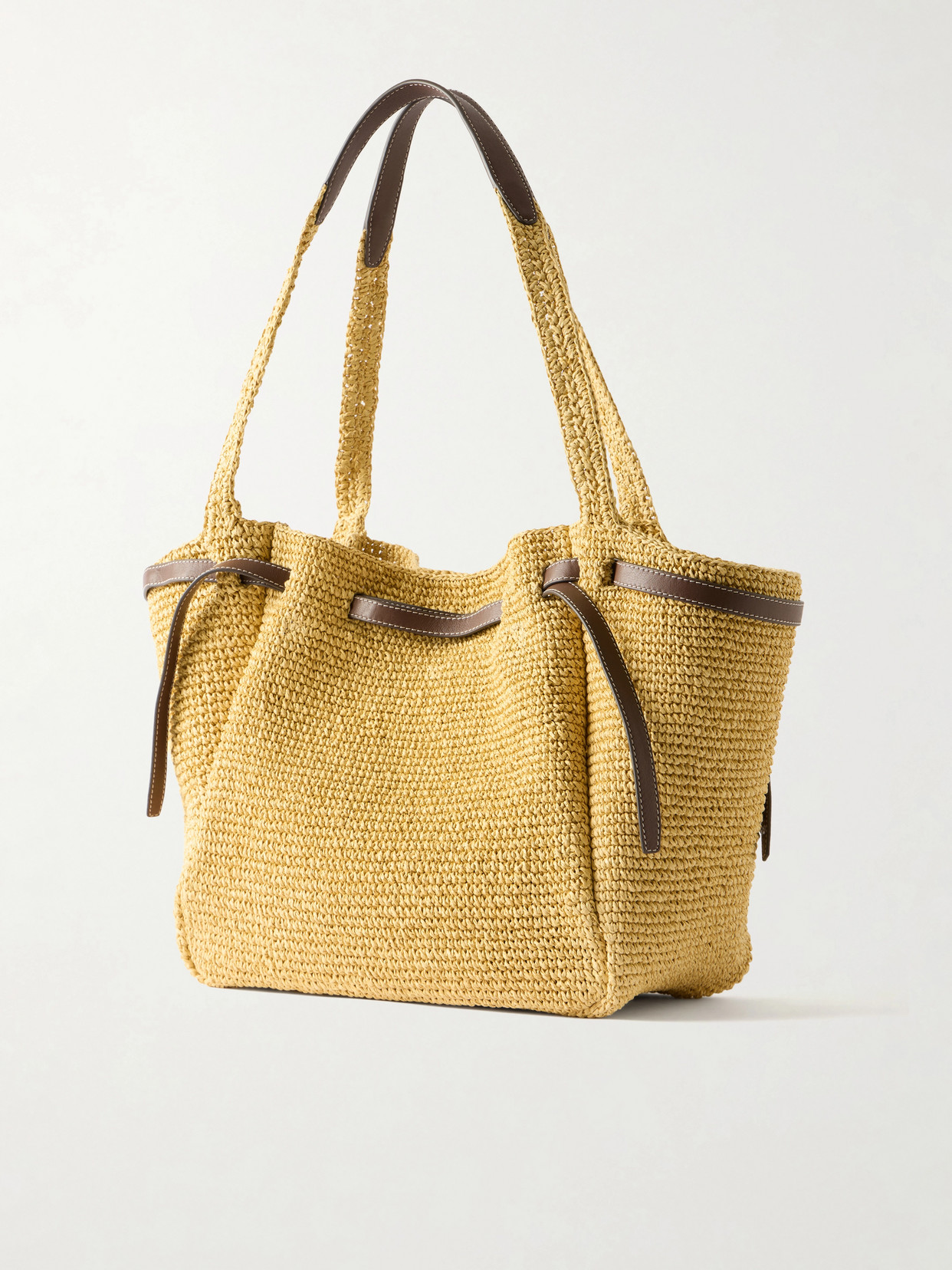 Romy Leather-Trimmed Straw Tote