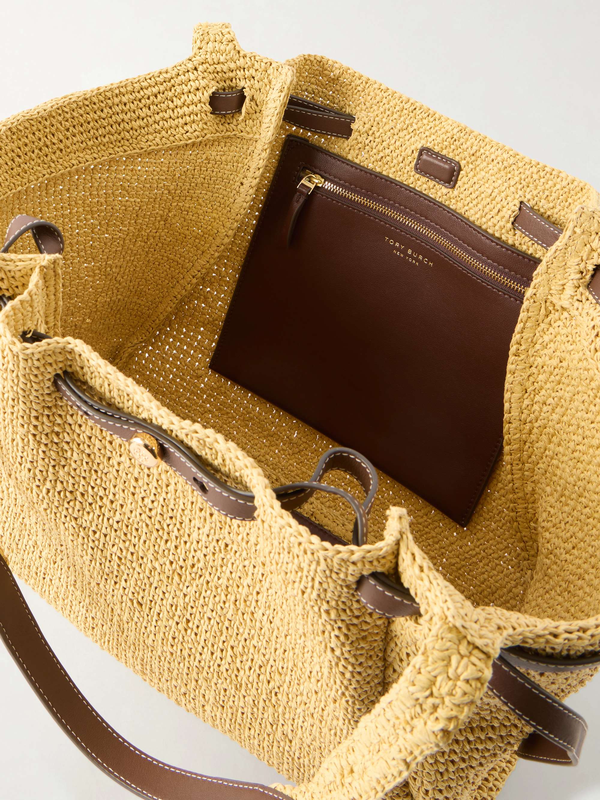 TORY BURCH Romy leather-trimmed straw tote | NET-A-PORTER