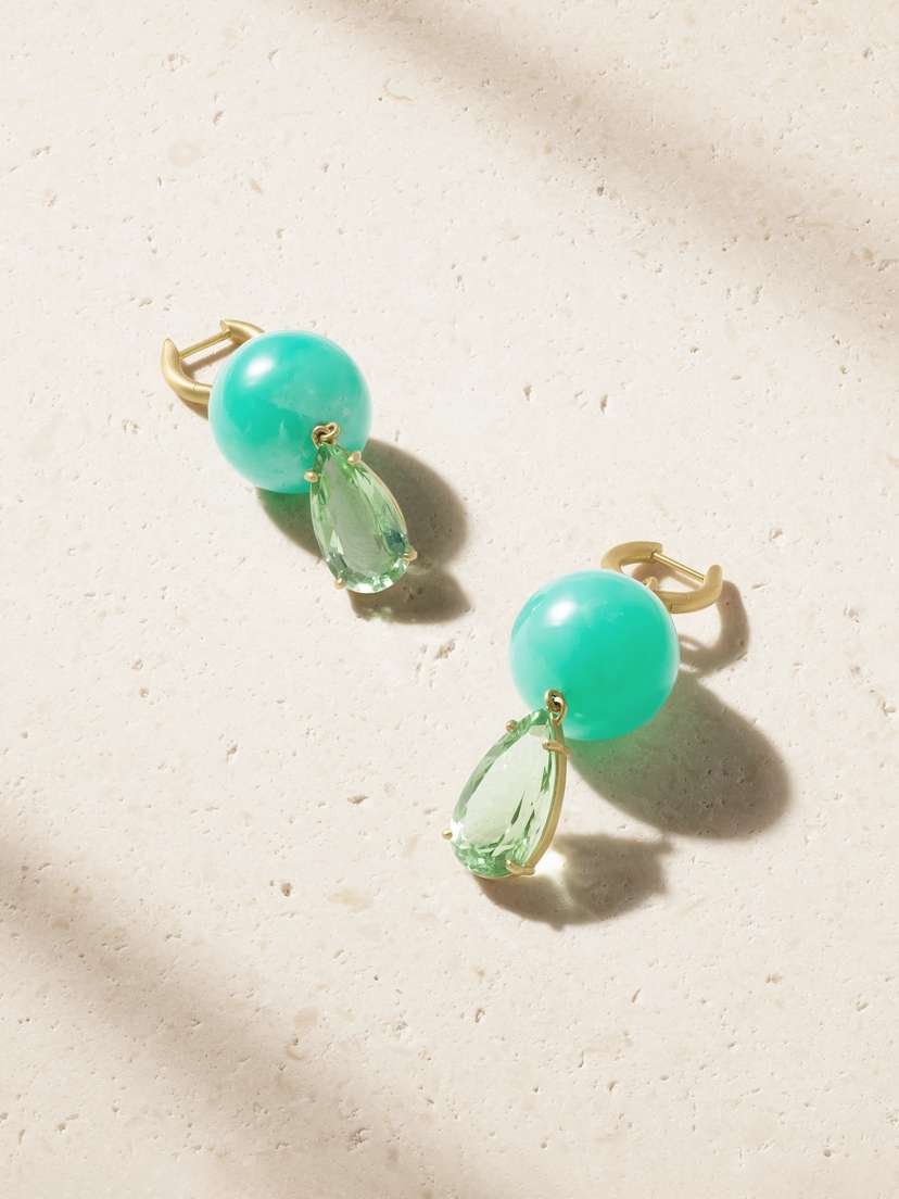 Gumball 18-karat Gold, Chrysoprase And Tourmaline Earrings