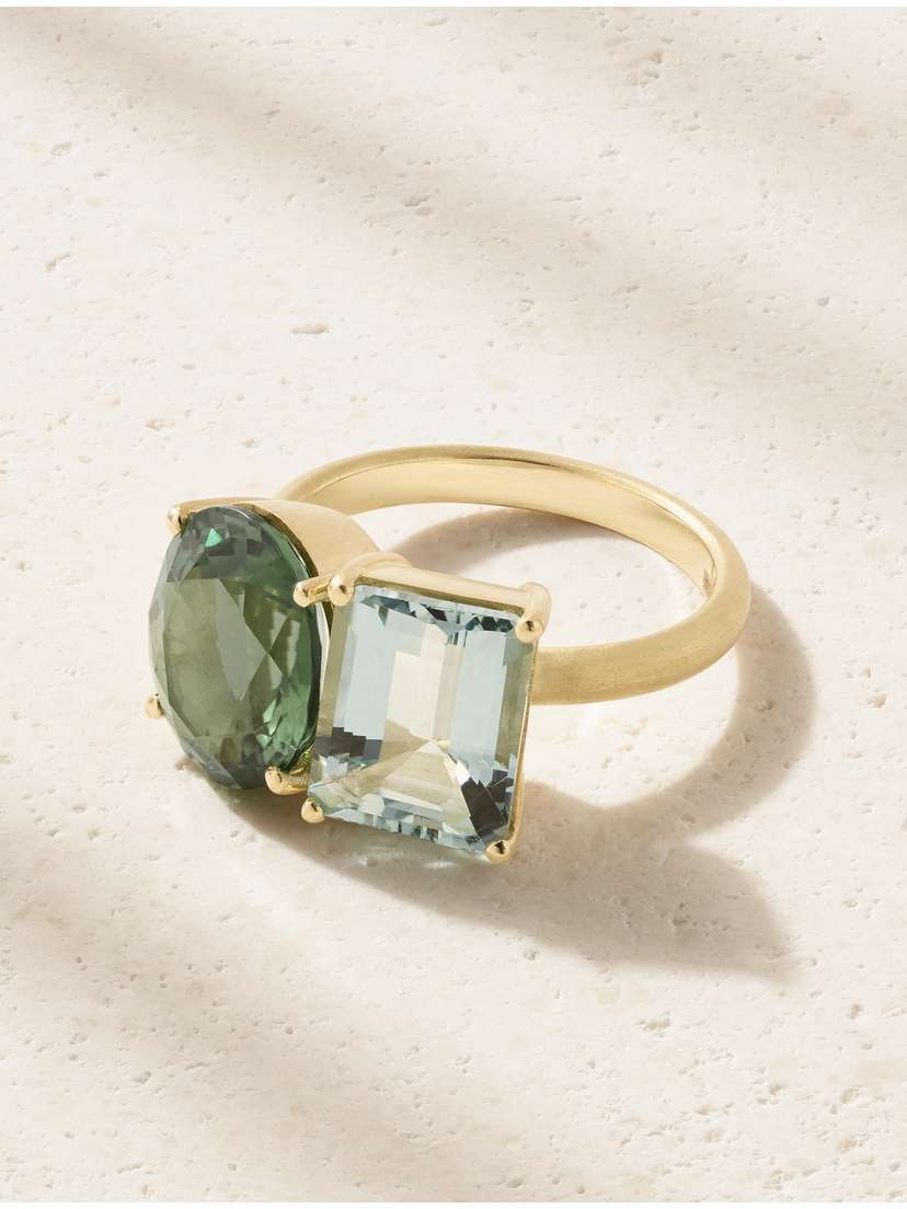 Irene Neuwirth Gemmy Gem 18-karat Gold, Tourmaline And Aquamarine Ring