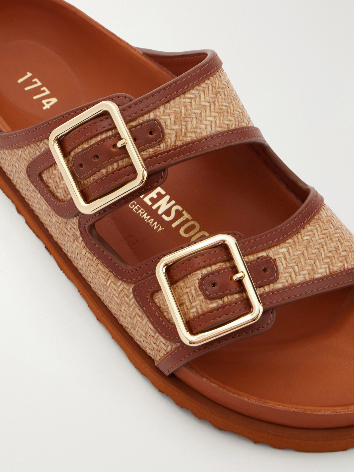 1774 - Arizona Leather-Trimmed Raffia Sandals