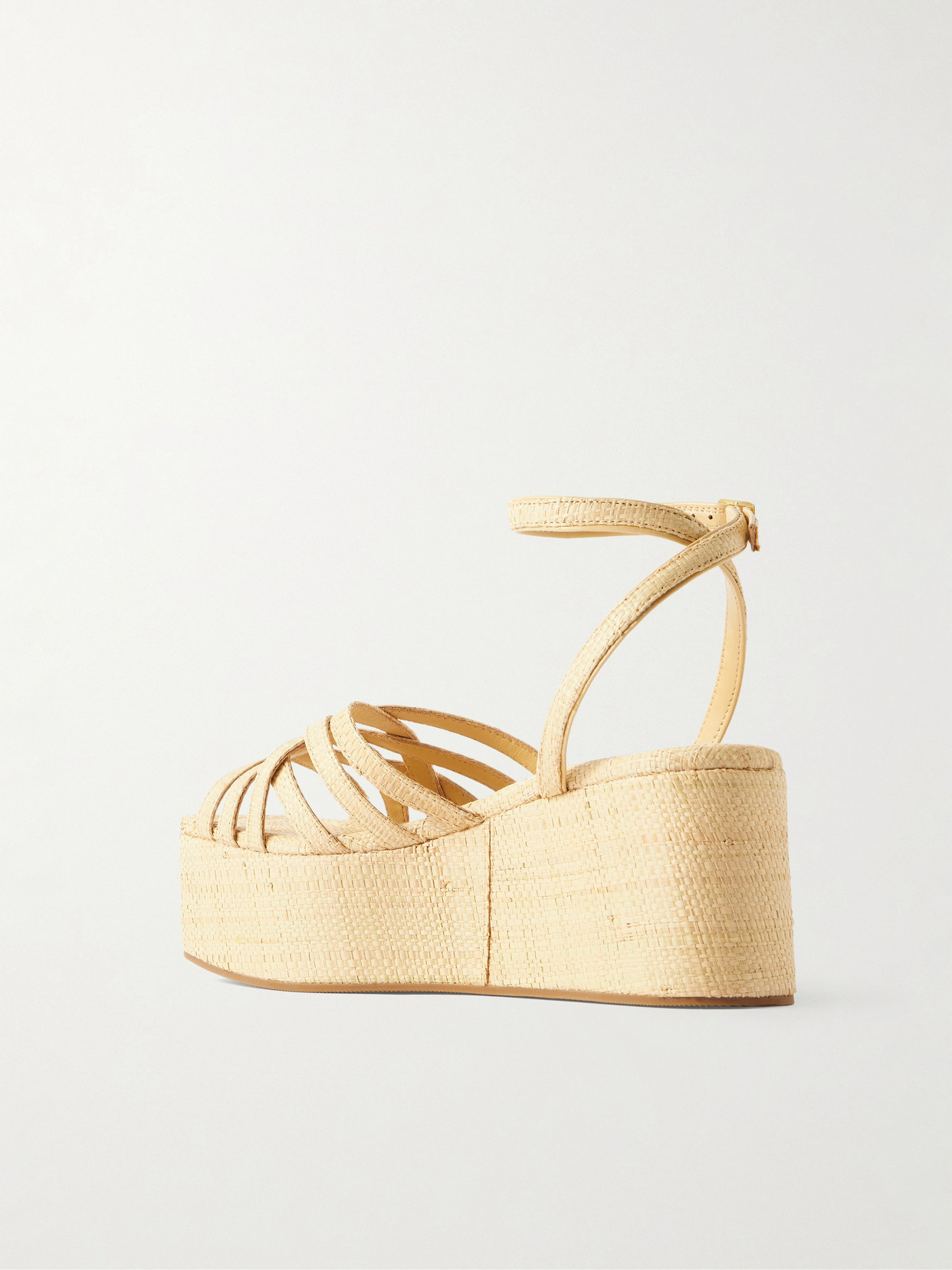 Loeffler Randall Channing Raffia Platform Wedge Sandals In Neutral