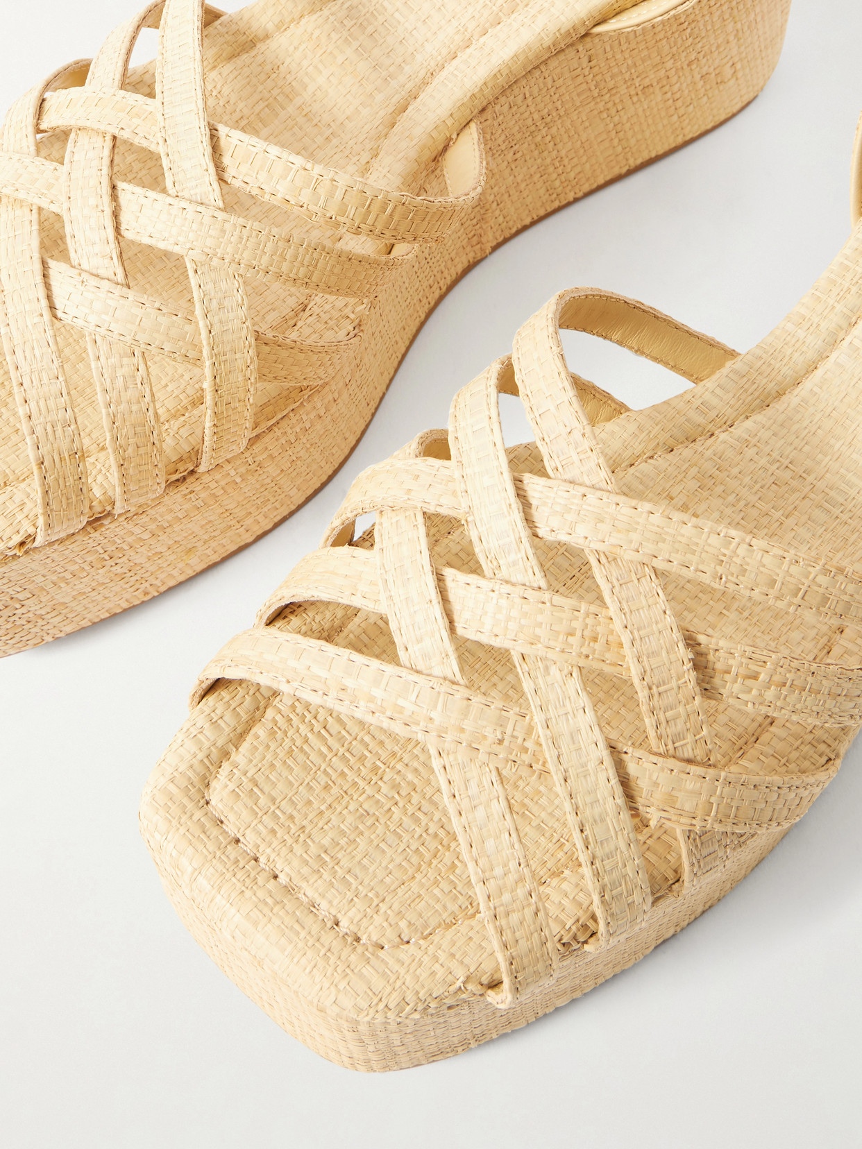 Loeffler Randall Channing Raffia Platform Wedge Sandals In Neutral