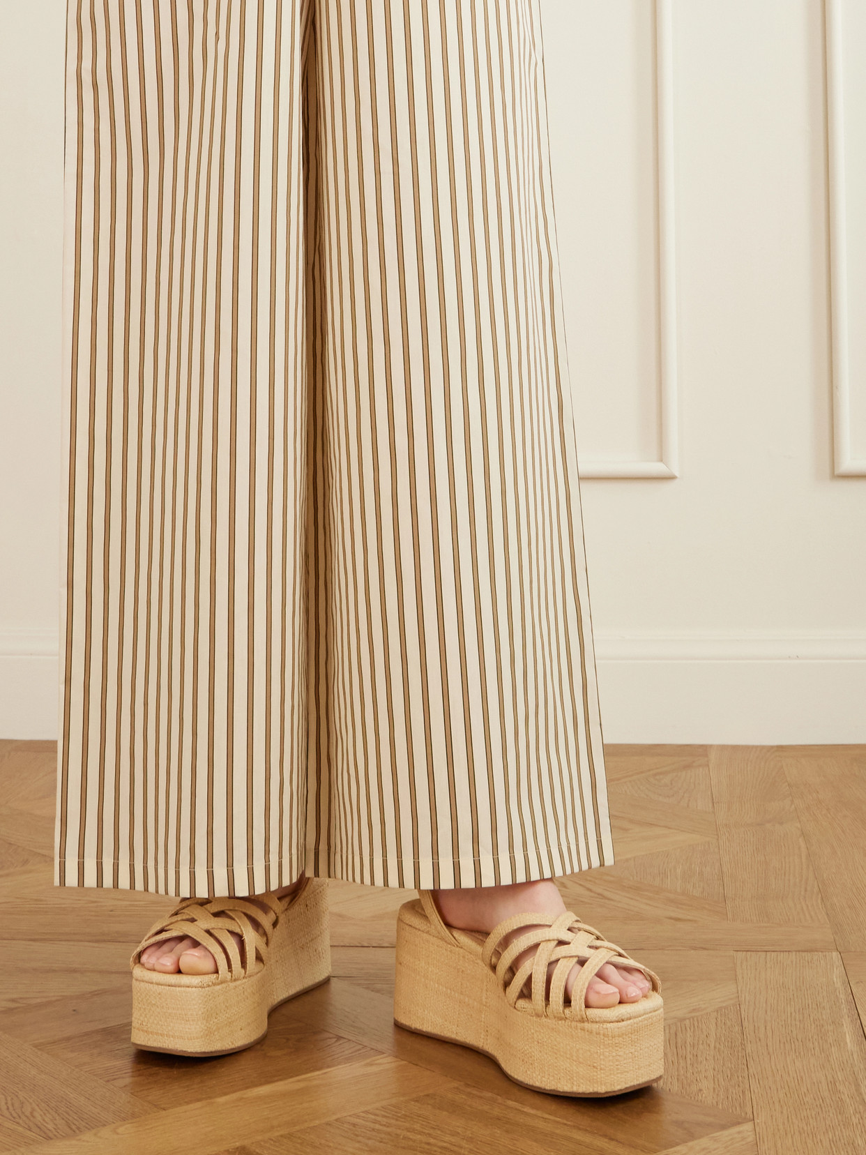 Loeffler Randall Channing Raffia Platform Wedge Sandals In Neutral