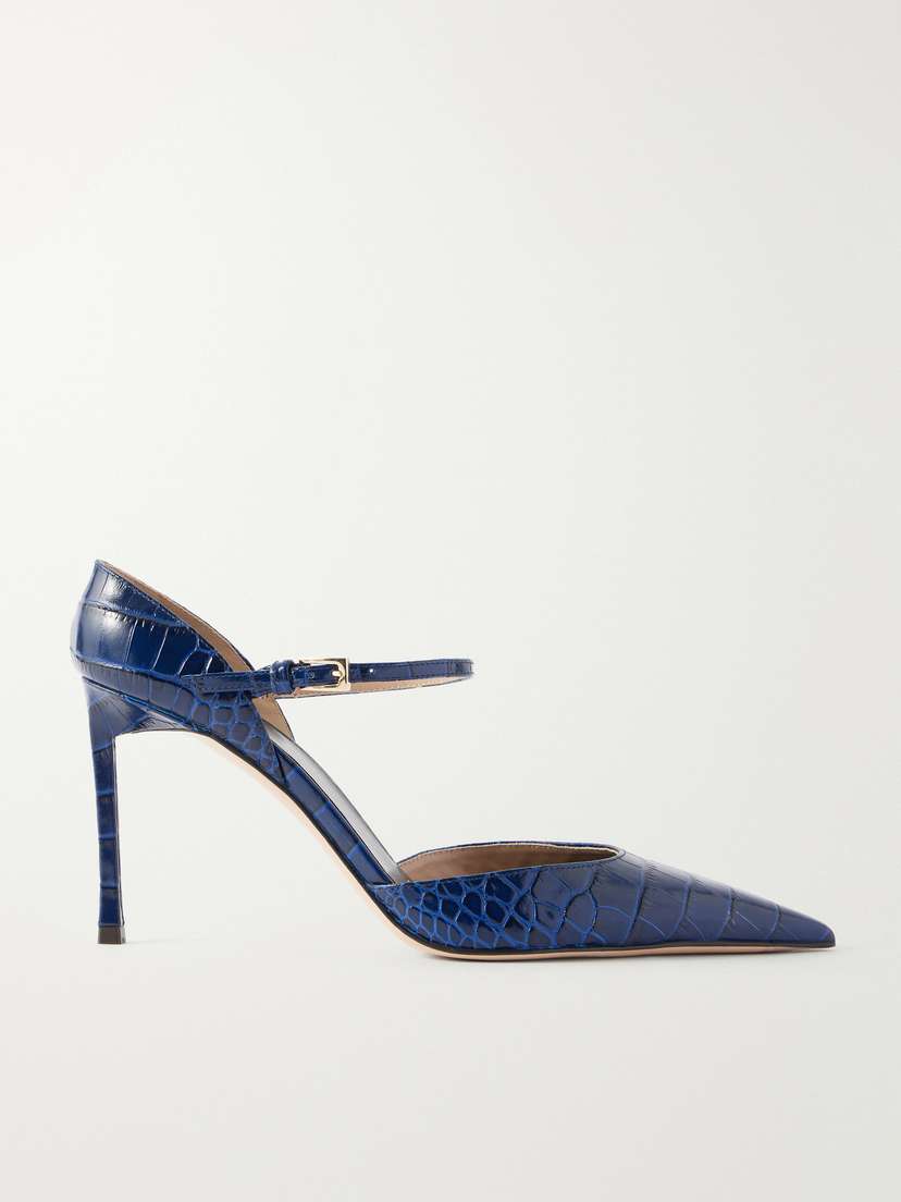 Tom Ford 85 Croc-embossed Leather Pumps