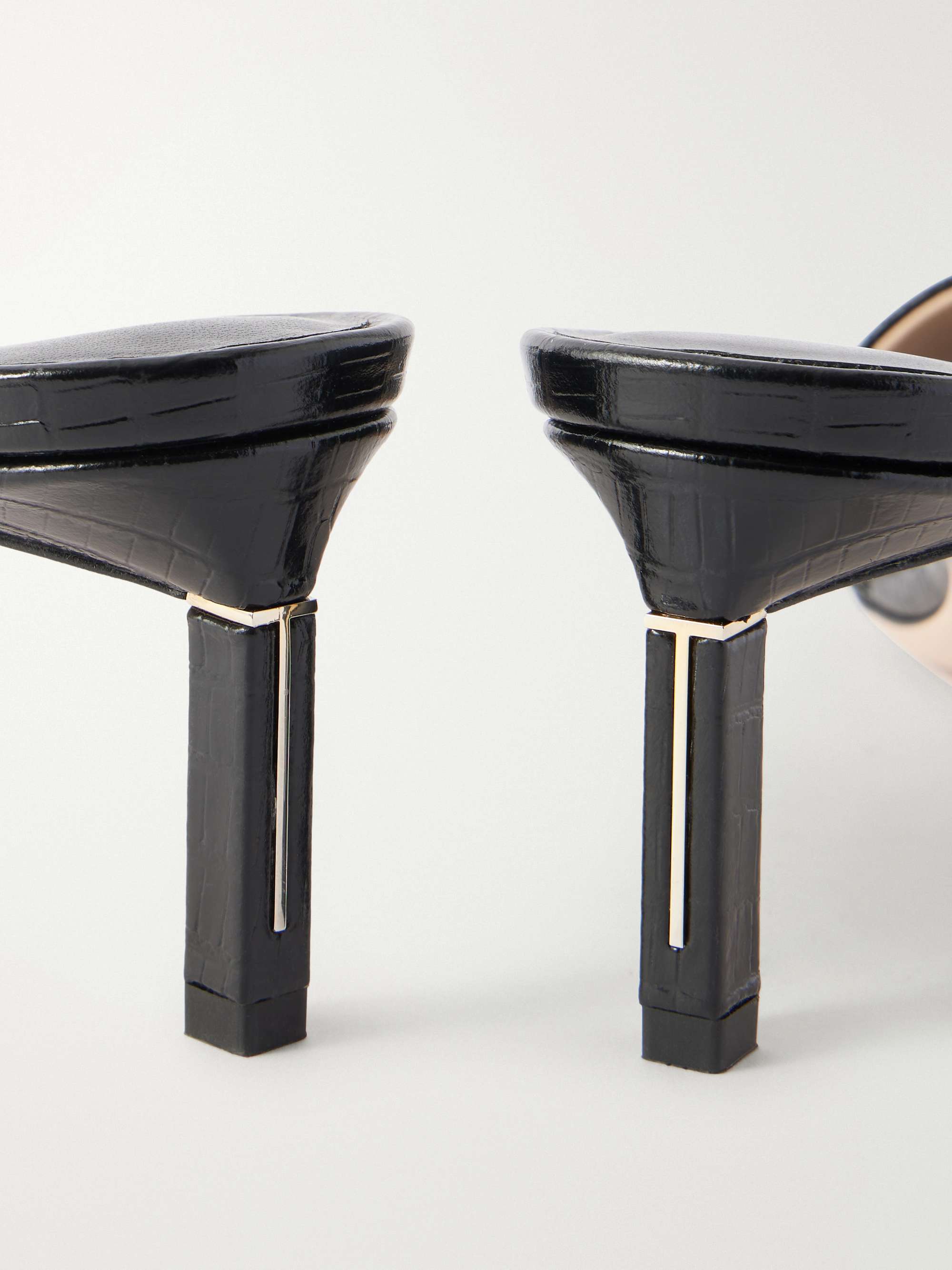 TOM FORD T Mule 55 croc-embossed leather sandals | NET-A-PORTER