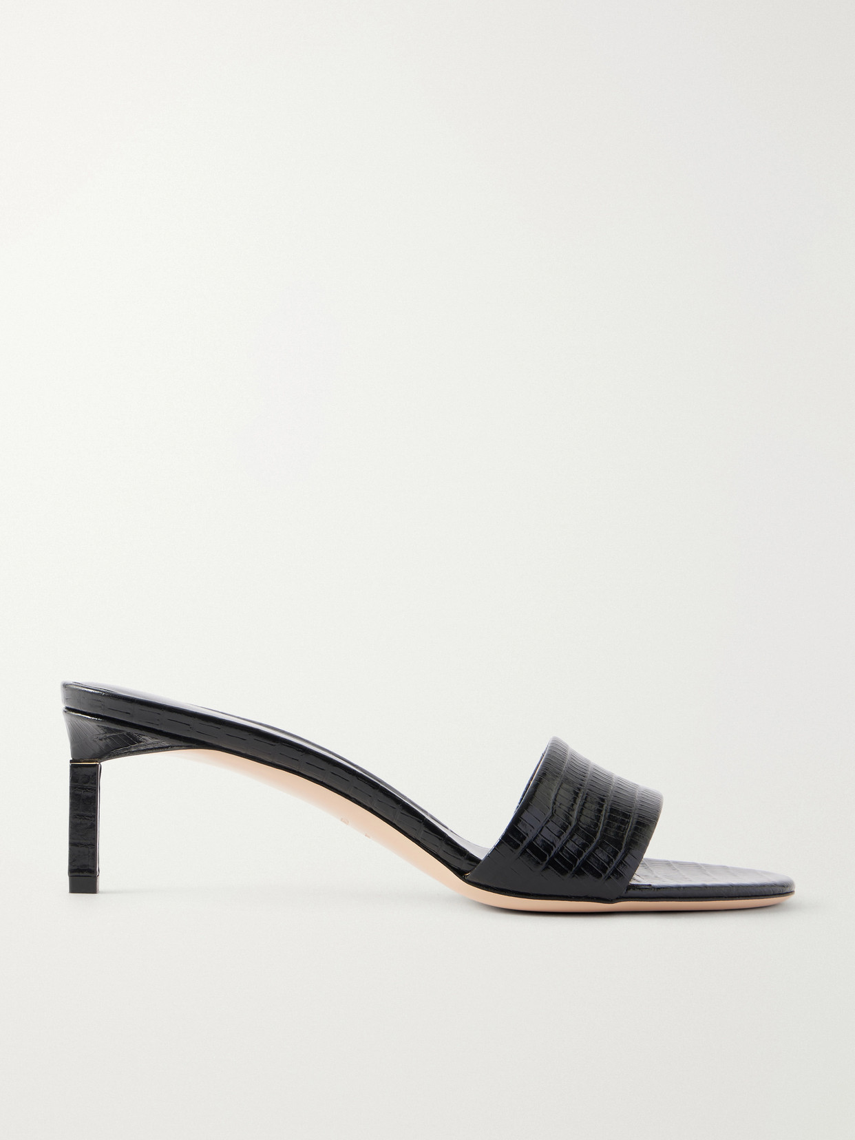 T Mule 55 Croc-Embossed Sandals