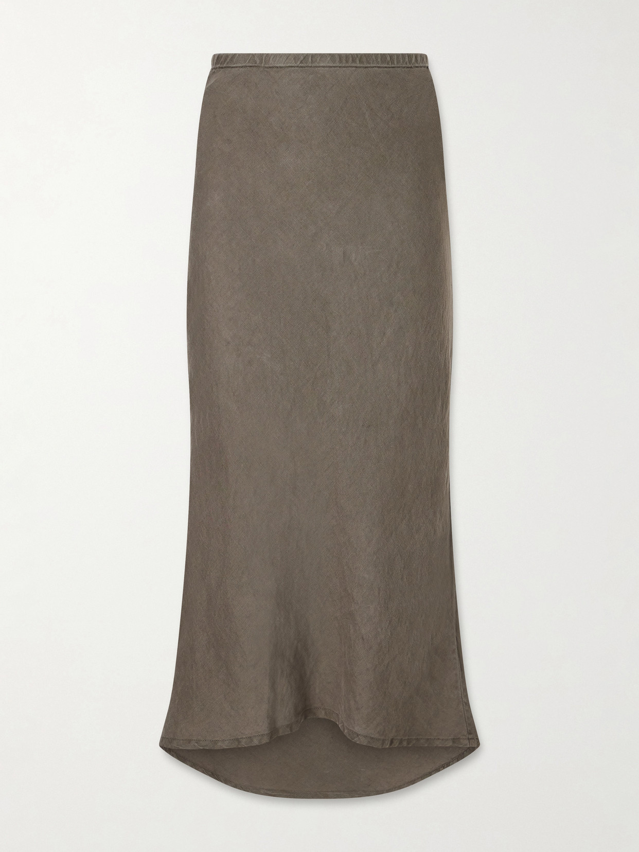 James Perse Linen Midi Skirt In Gray