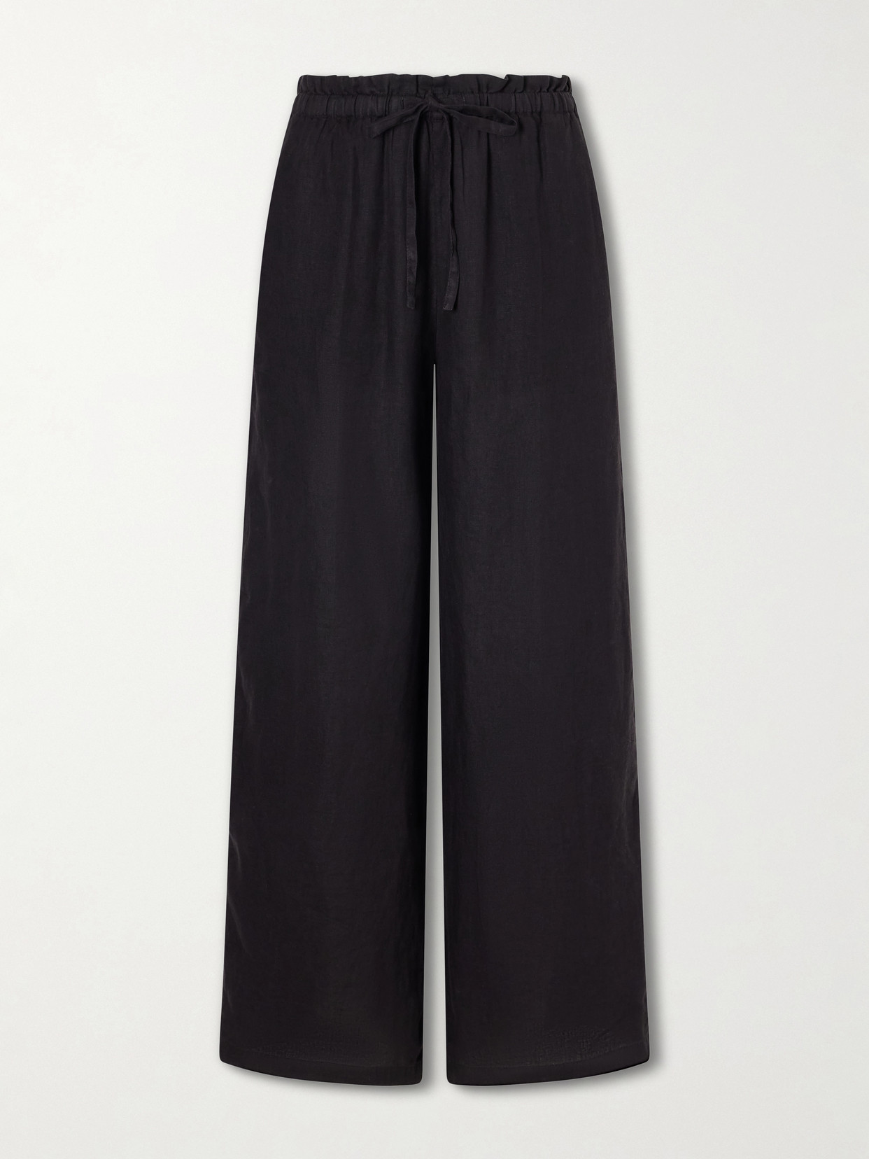 James Perse Linen Wide-leg Pants In Black