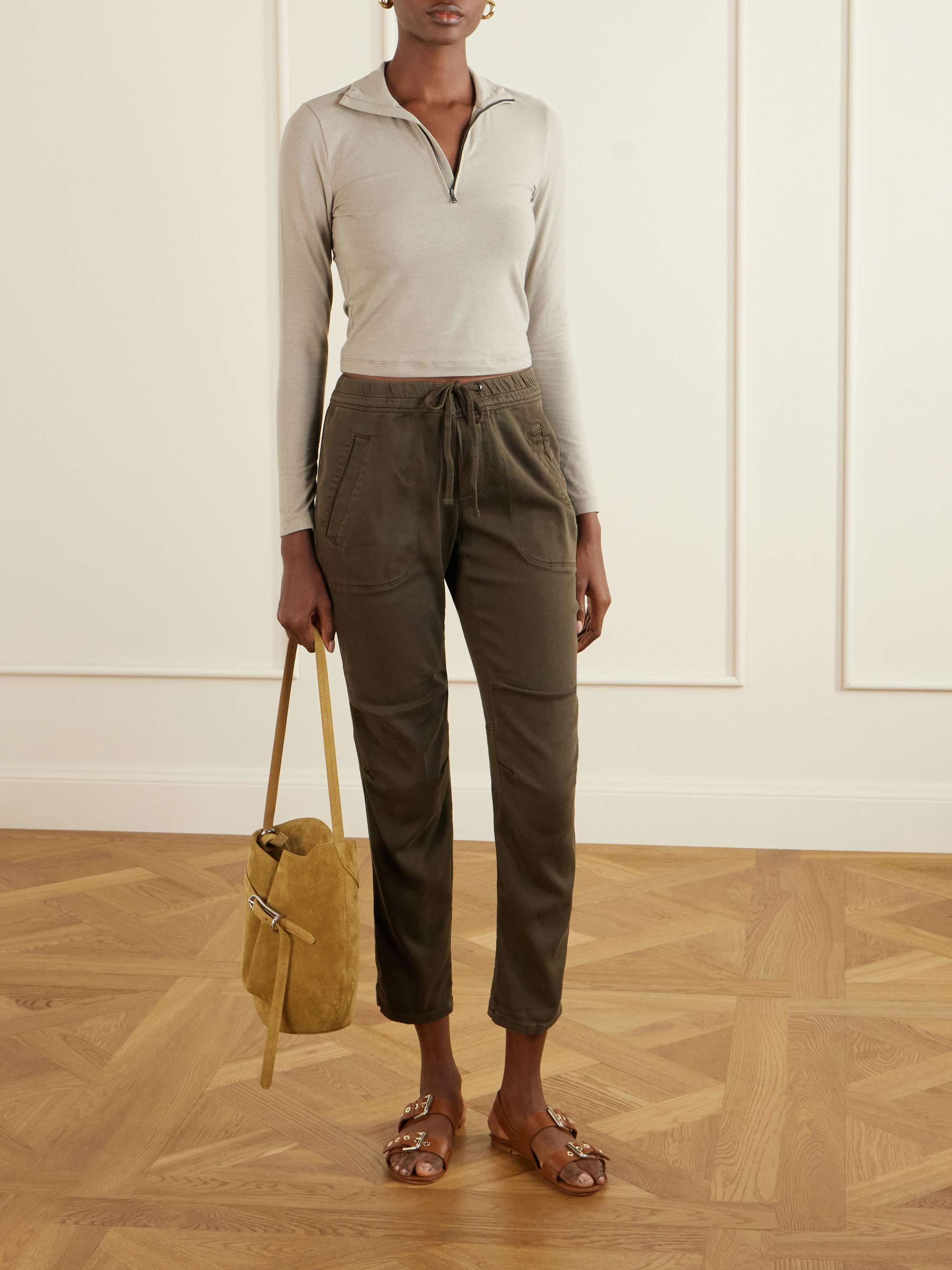 JAMES PERSE Cotton-blend twill track pants