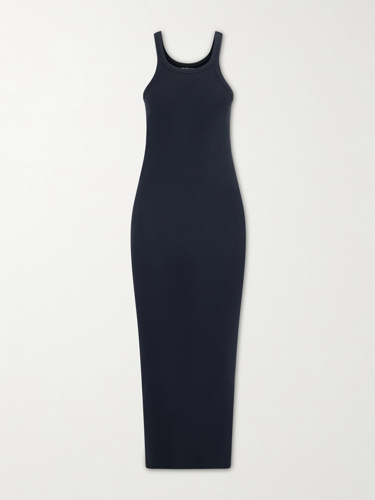 James Perse Tubular Ribbed Cotton Midi Dress In Blue