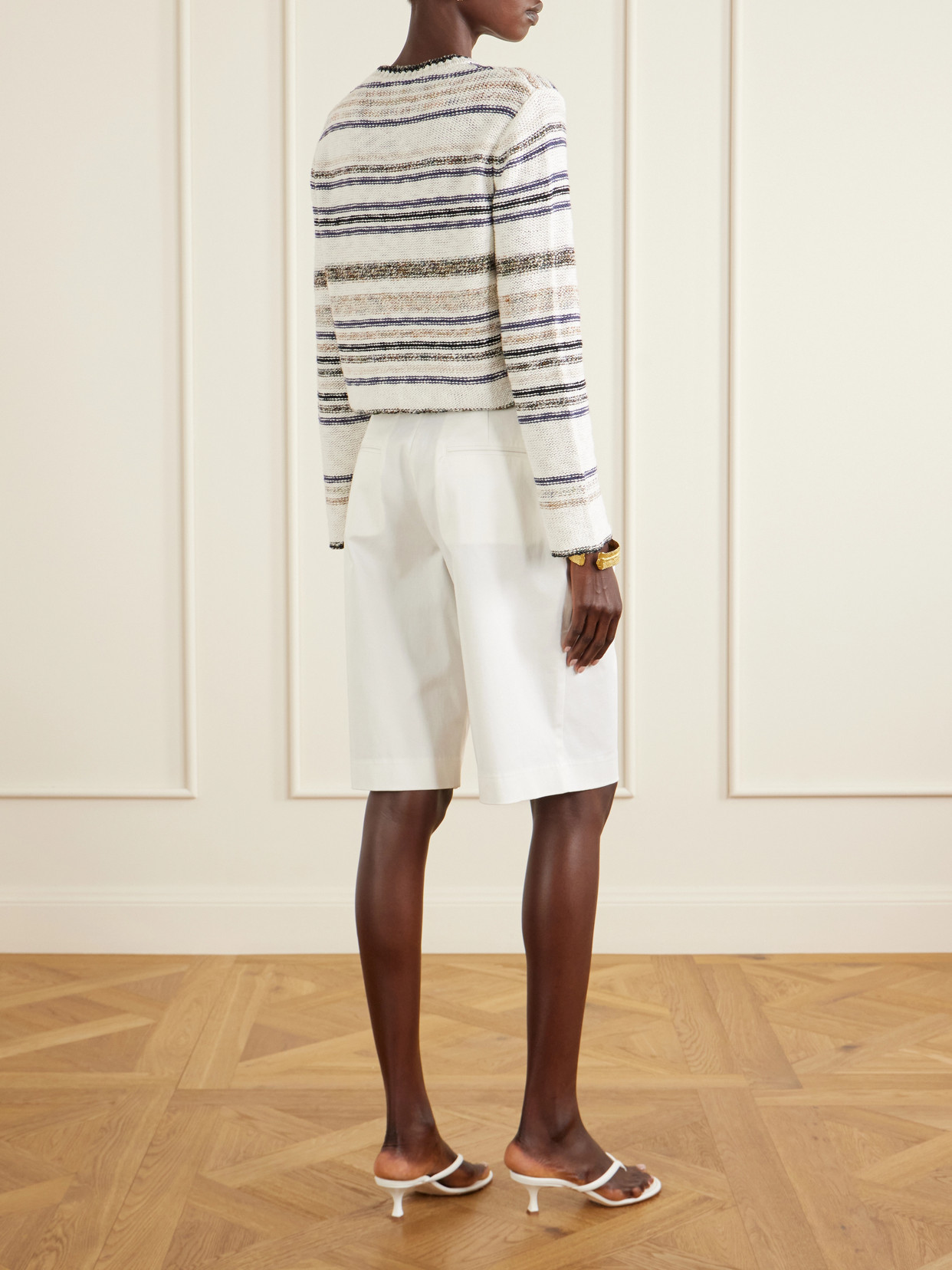 Striped Knitted Cotton-Blend Sweater
